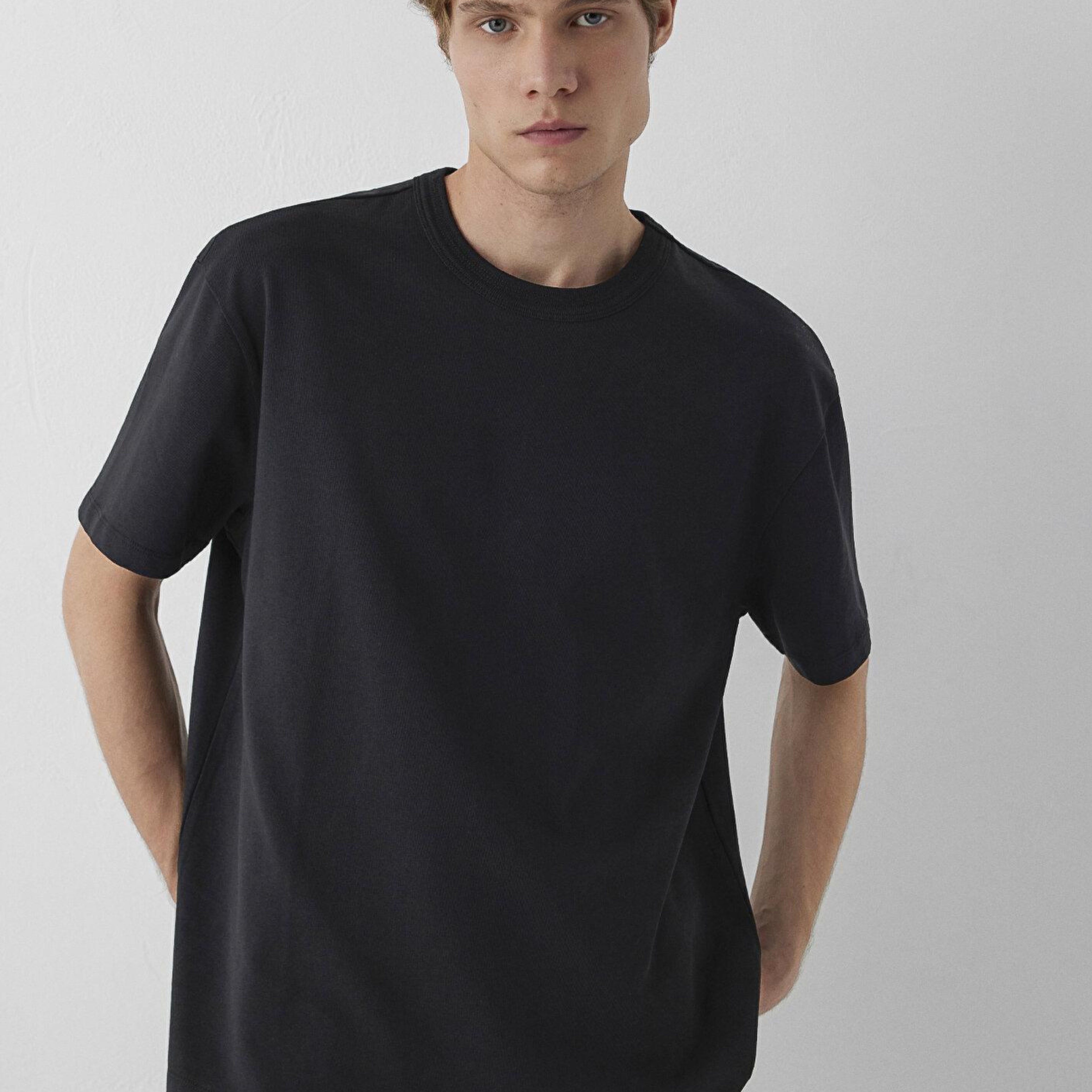 Mavi Siyah Basic Tişört Loose Fit / Bol Rahat Kesim 0613624-900