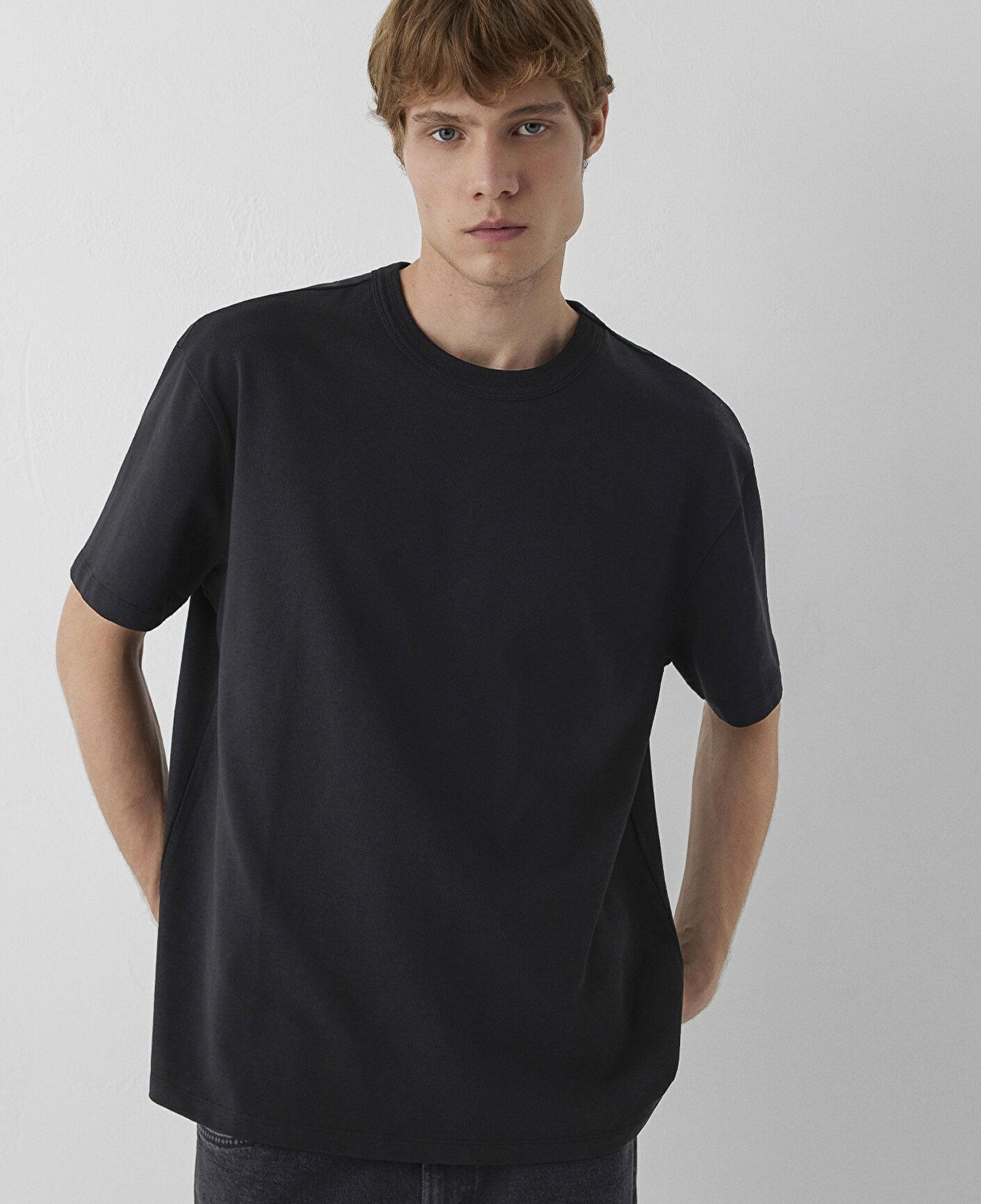 Mavi Siyah Basic Tişört Loose Fit / Bol Rahat Kesim 0613624-900