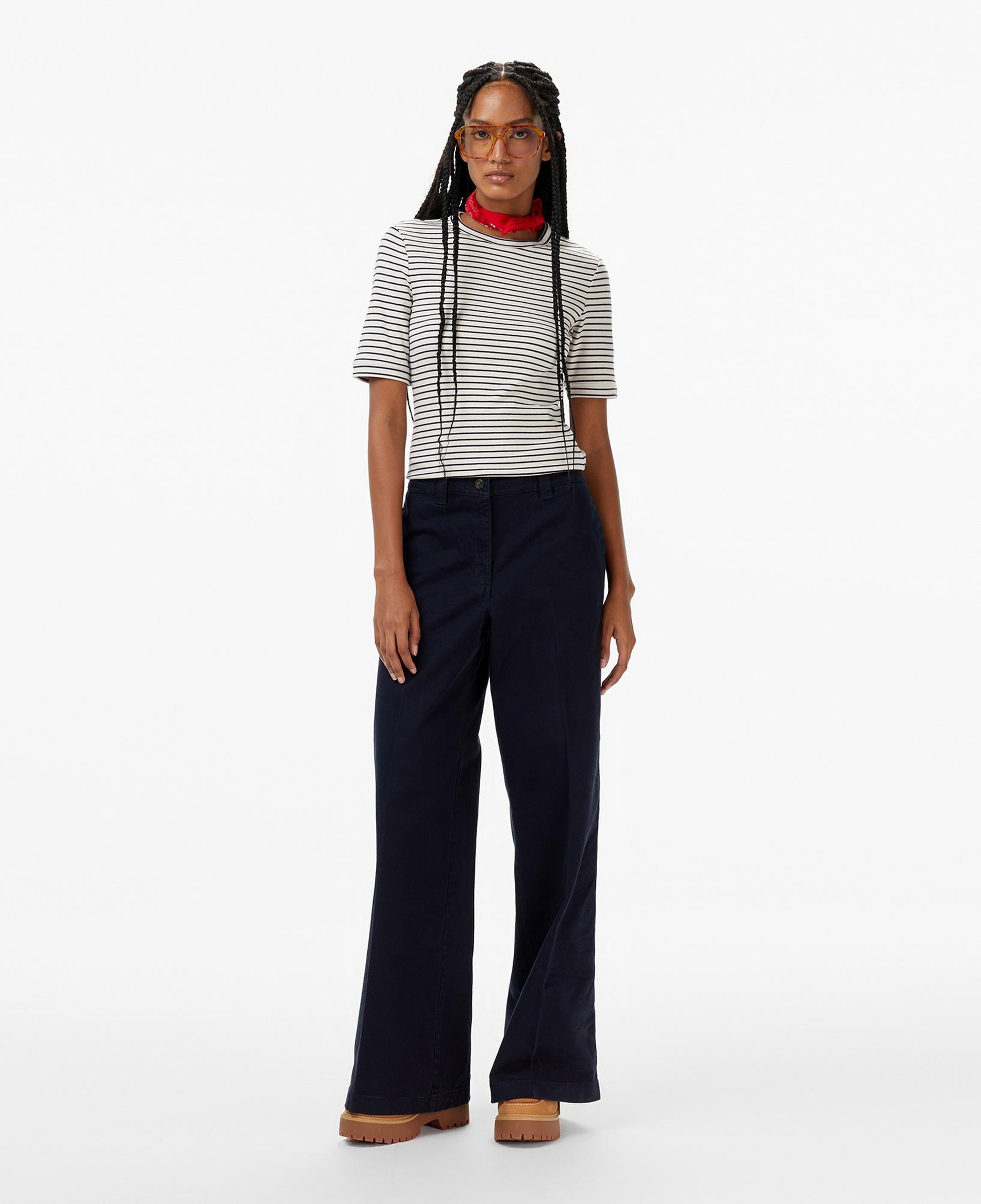 Calvin Klein Stripe Cotton Kadın Beyaz T-Shirt