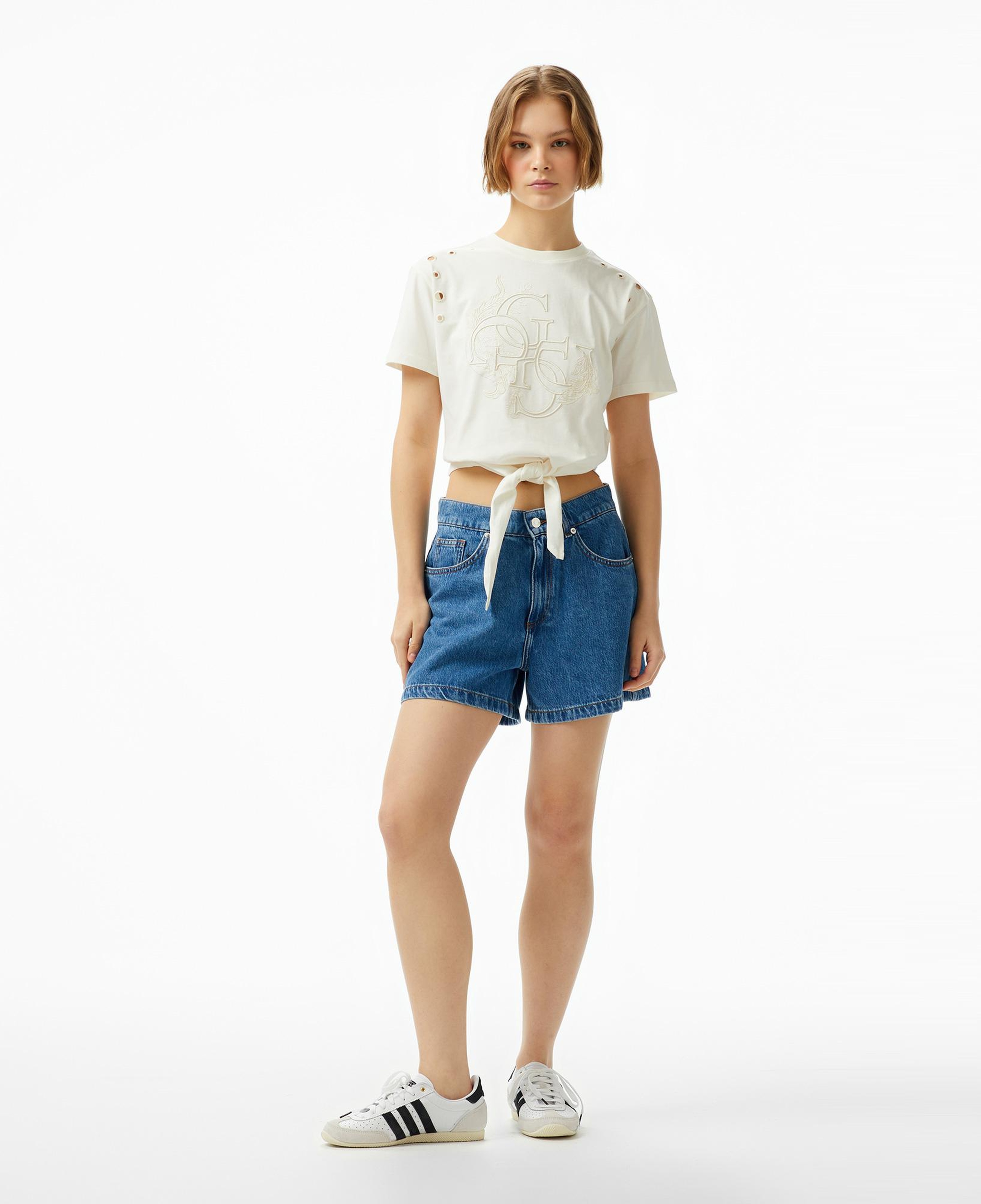 Guess Cn Eyelet Tone On Mid Organiceam 180 Kadın Beyaz T-Shirt