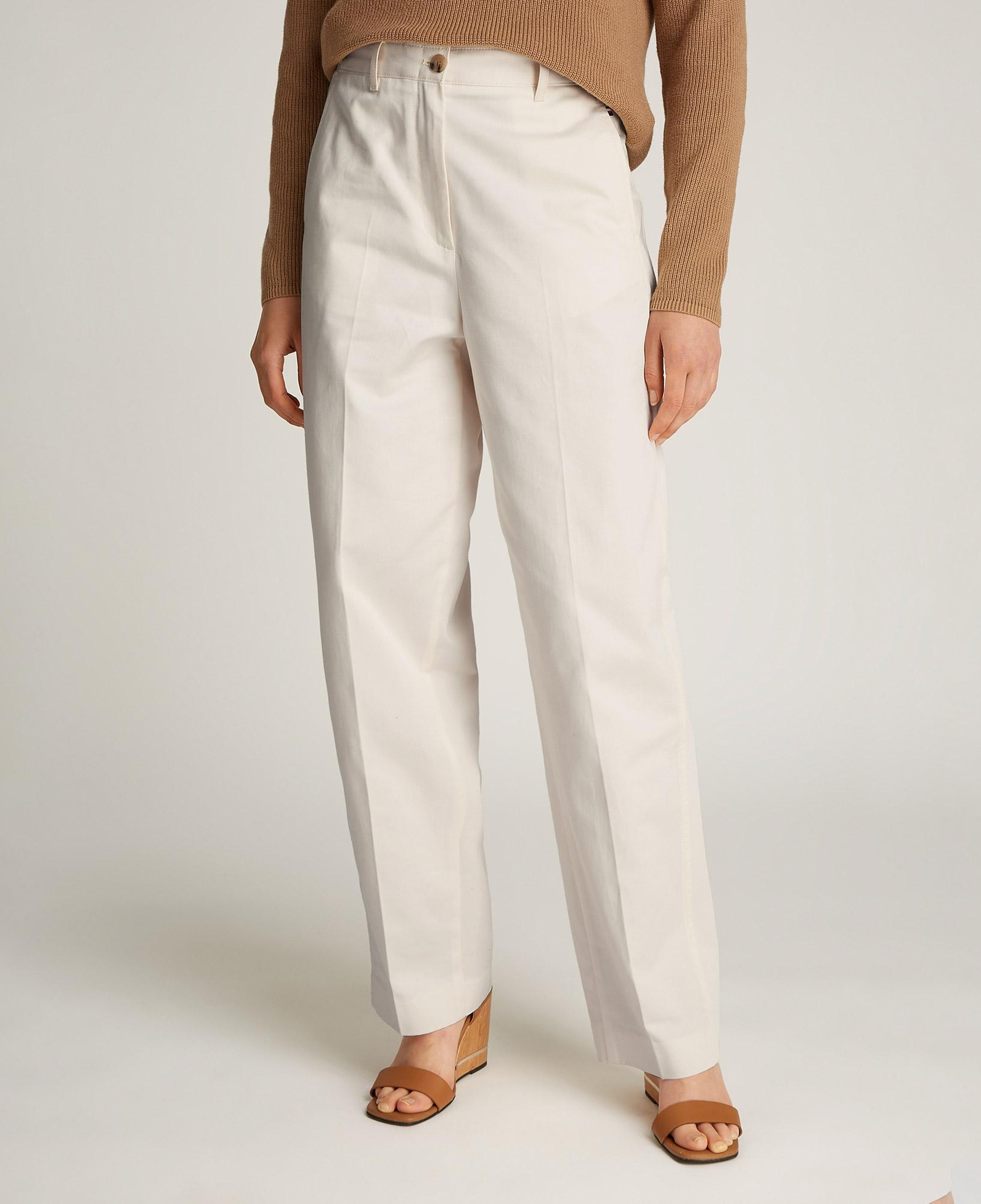 Tommy Hilfiger Cotton Barrel Relaxed Chino Kadın Krem Pantolon