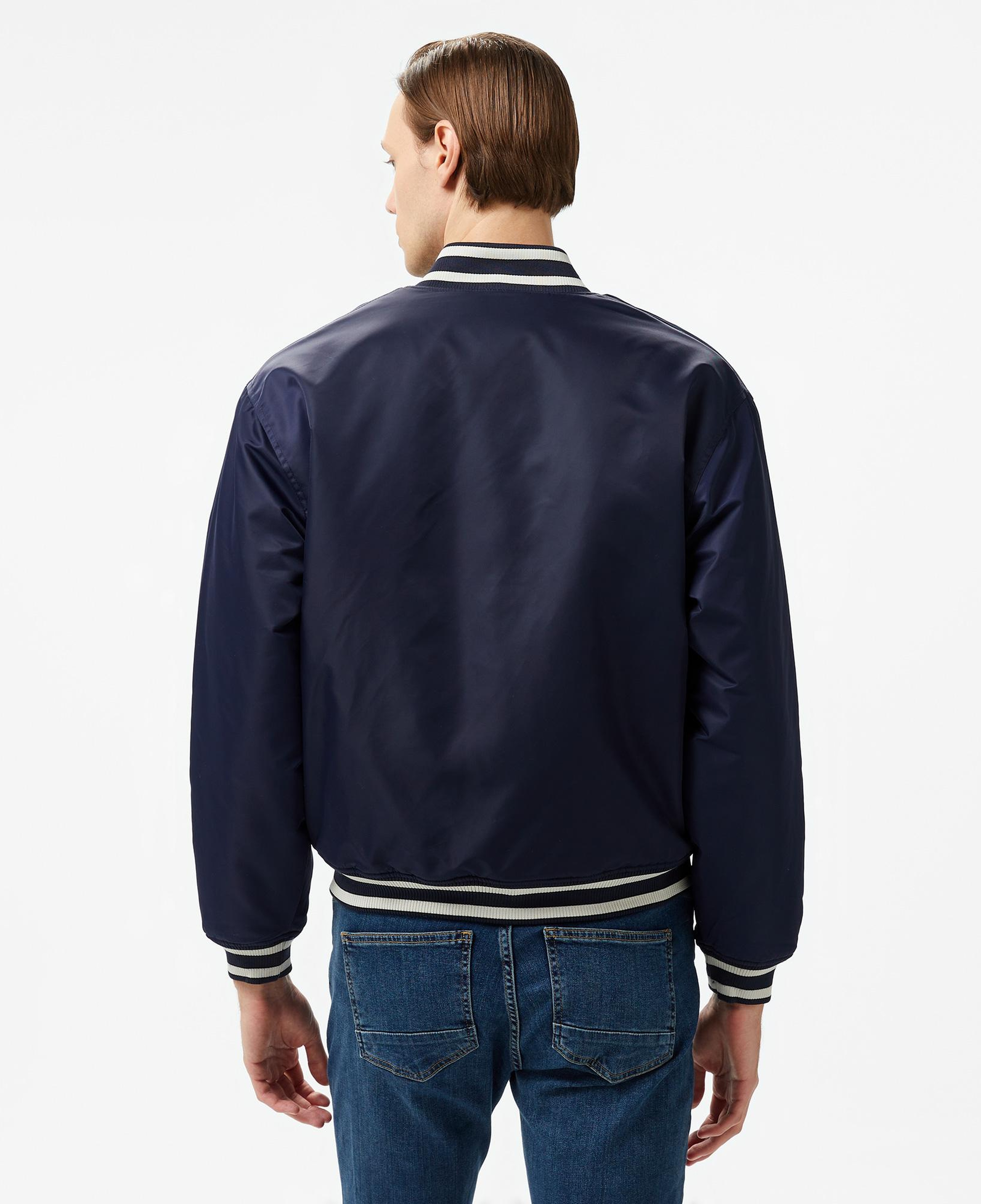 Guess Bomber With Patch Nylon Satin 165 Erkek Lacivert Ceket