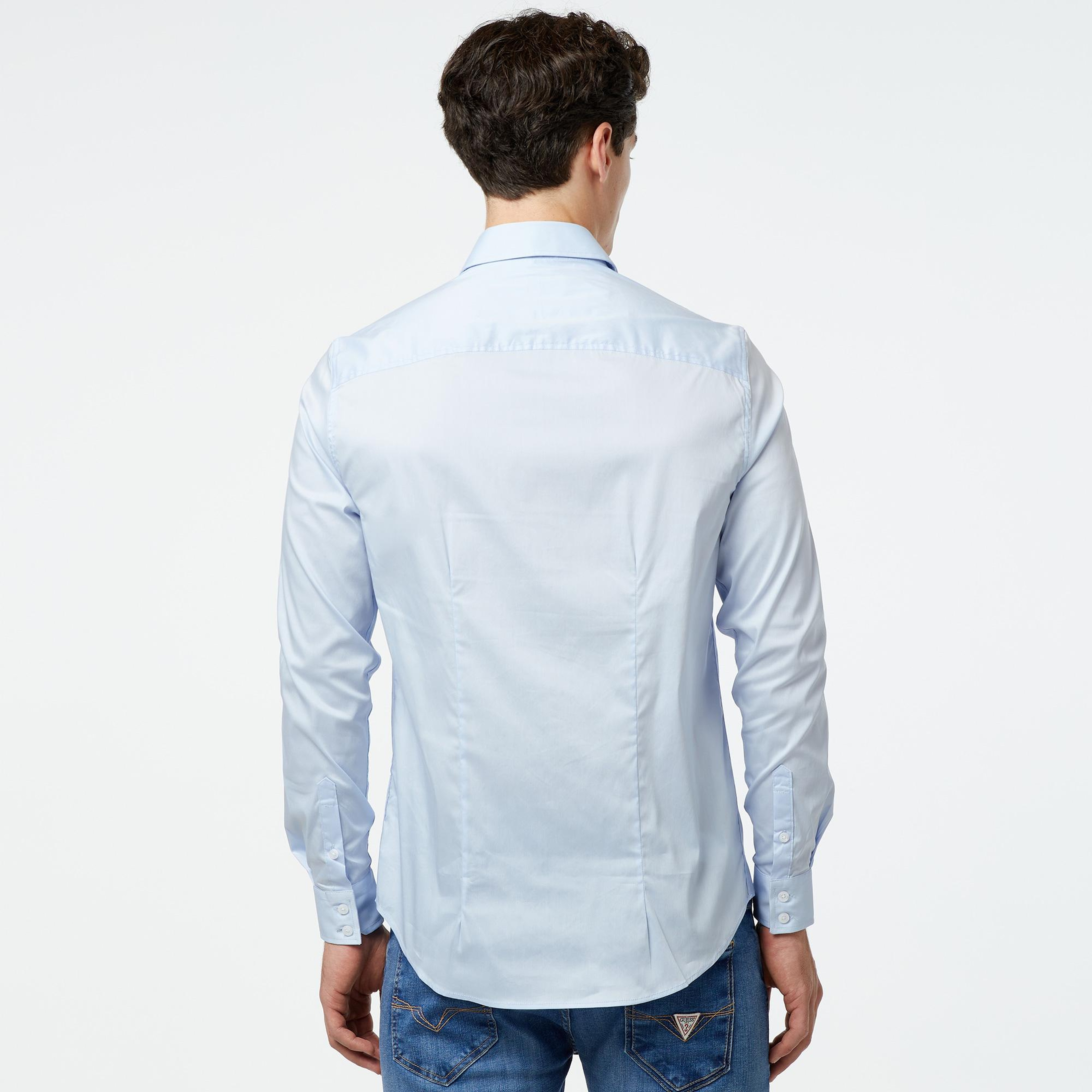 Guess Slim Fit Erkek Mavi Gömlek