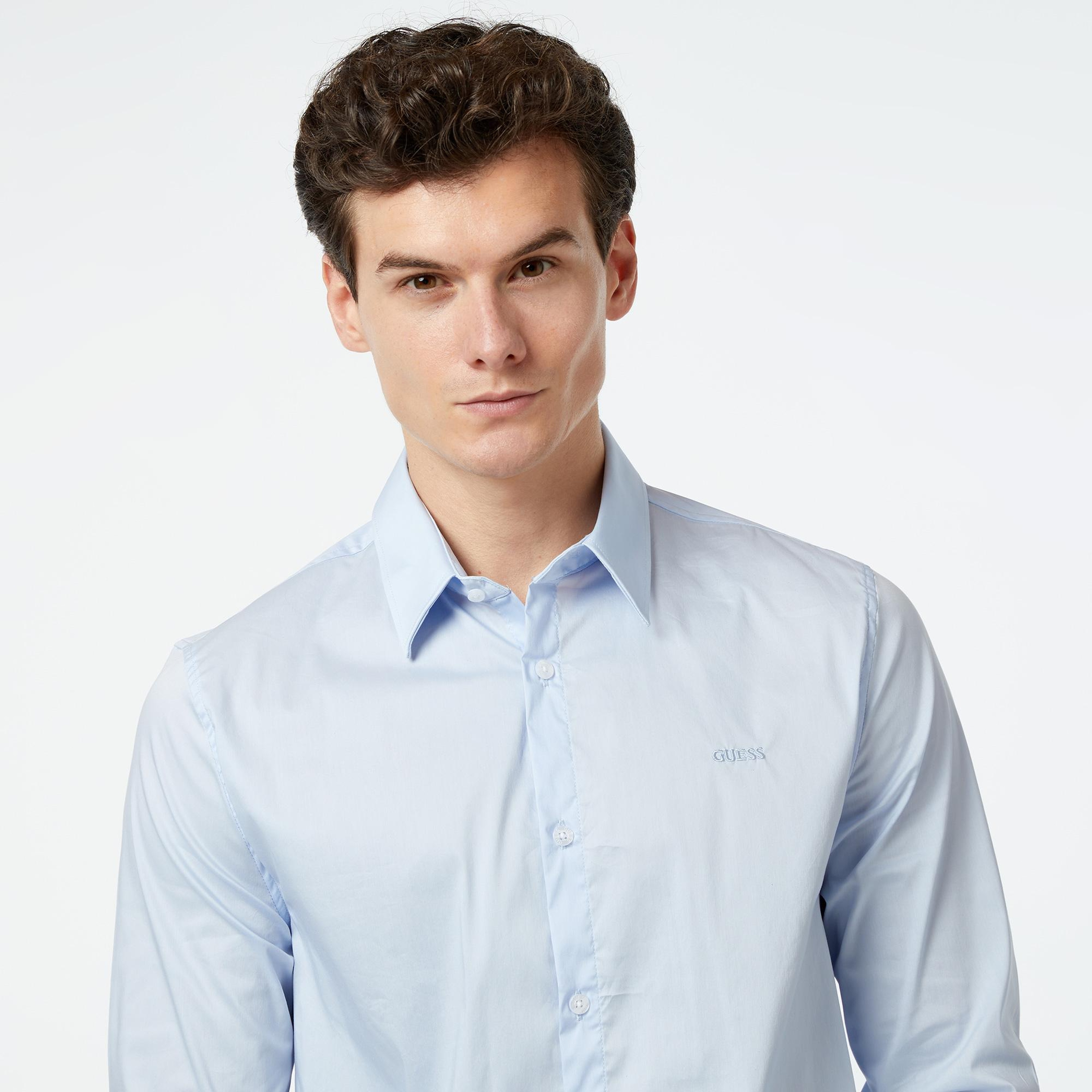 Guess Slim Fit Erkek Mavi Gömlek