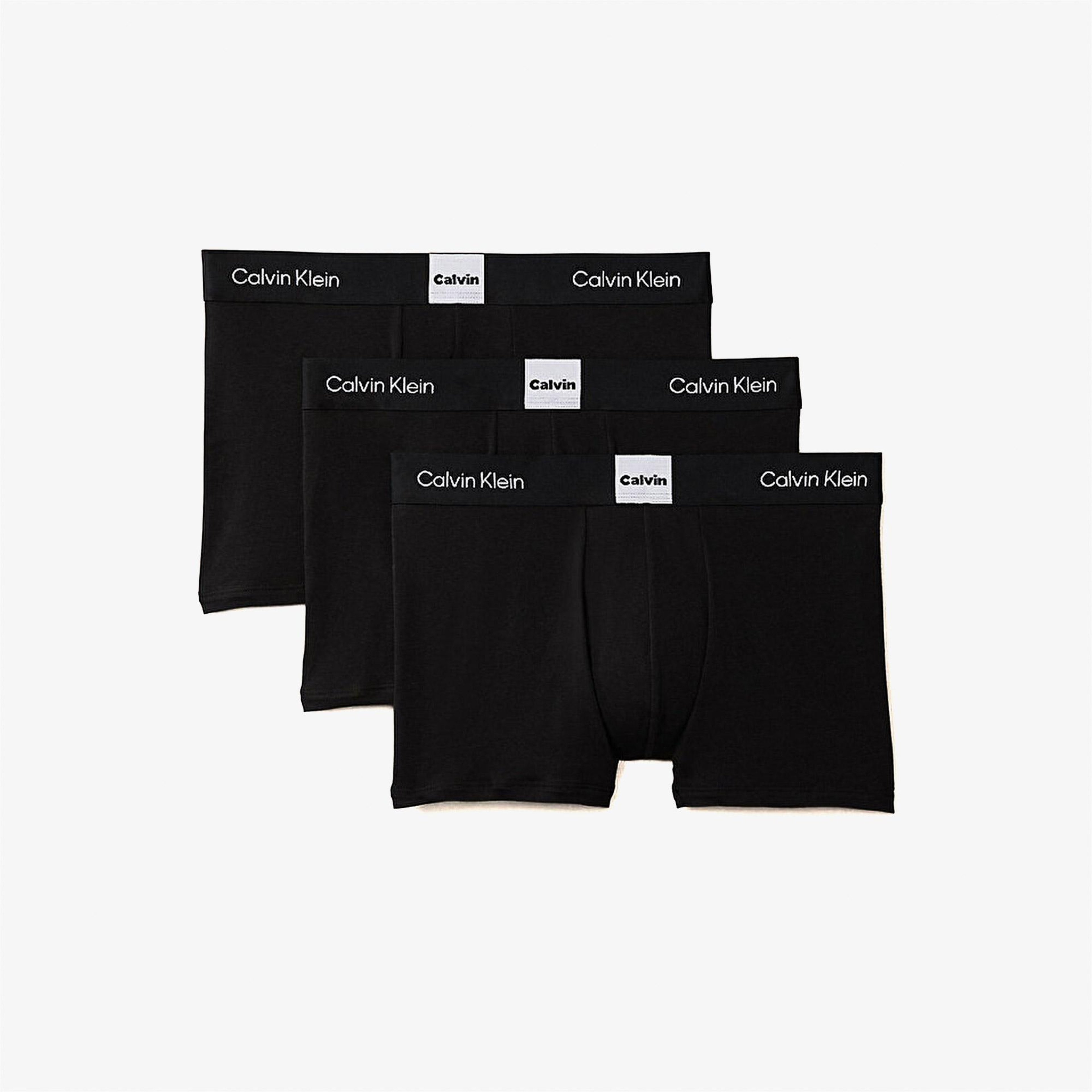 Calvin Klein Pamuklu Logo 3'lü Erkek Siyah Boxer