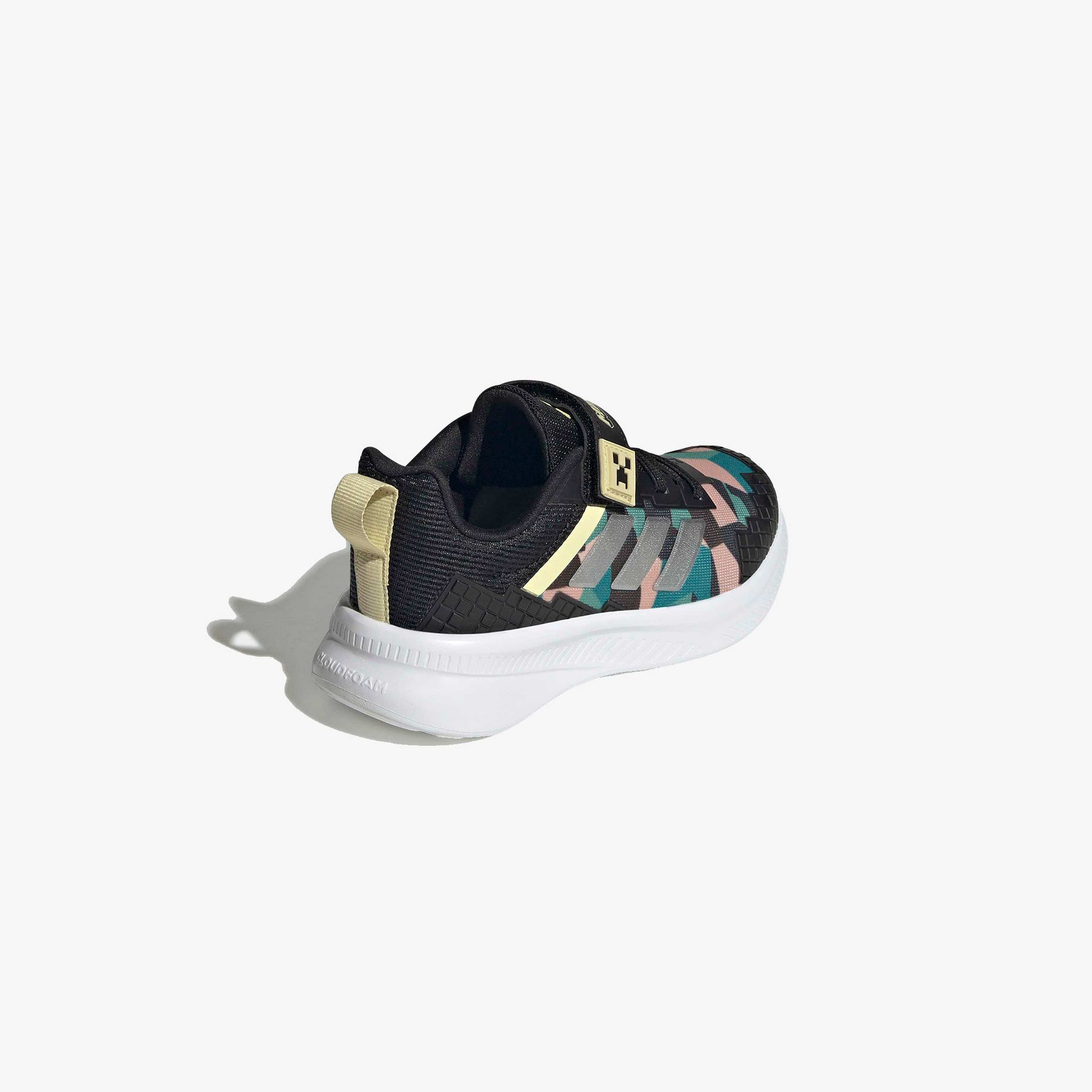 adidas Minecraft Fortarun Elastic Lace Çocuk Siyah Koşu Ayakkabısı