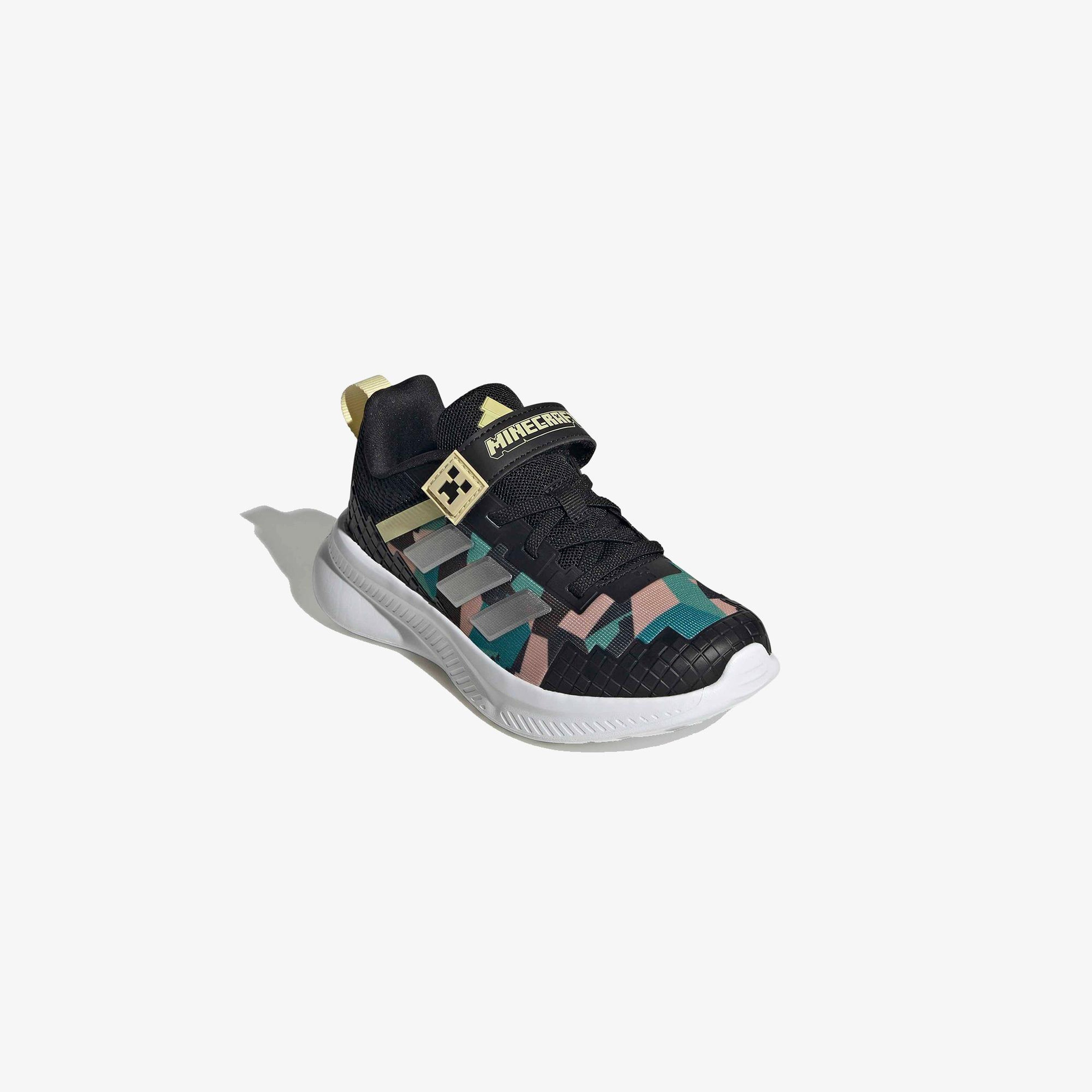 adidas Minecraft Fortarun Elastic Lace Çocuk Siyah Koşu Ayakkabısı