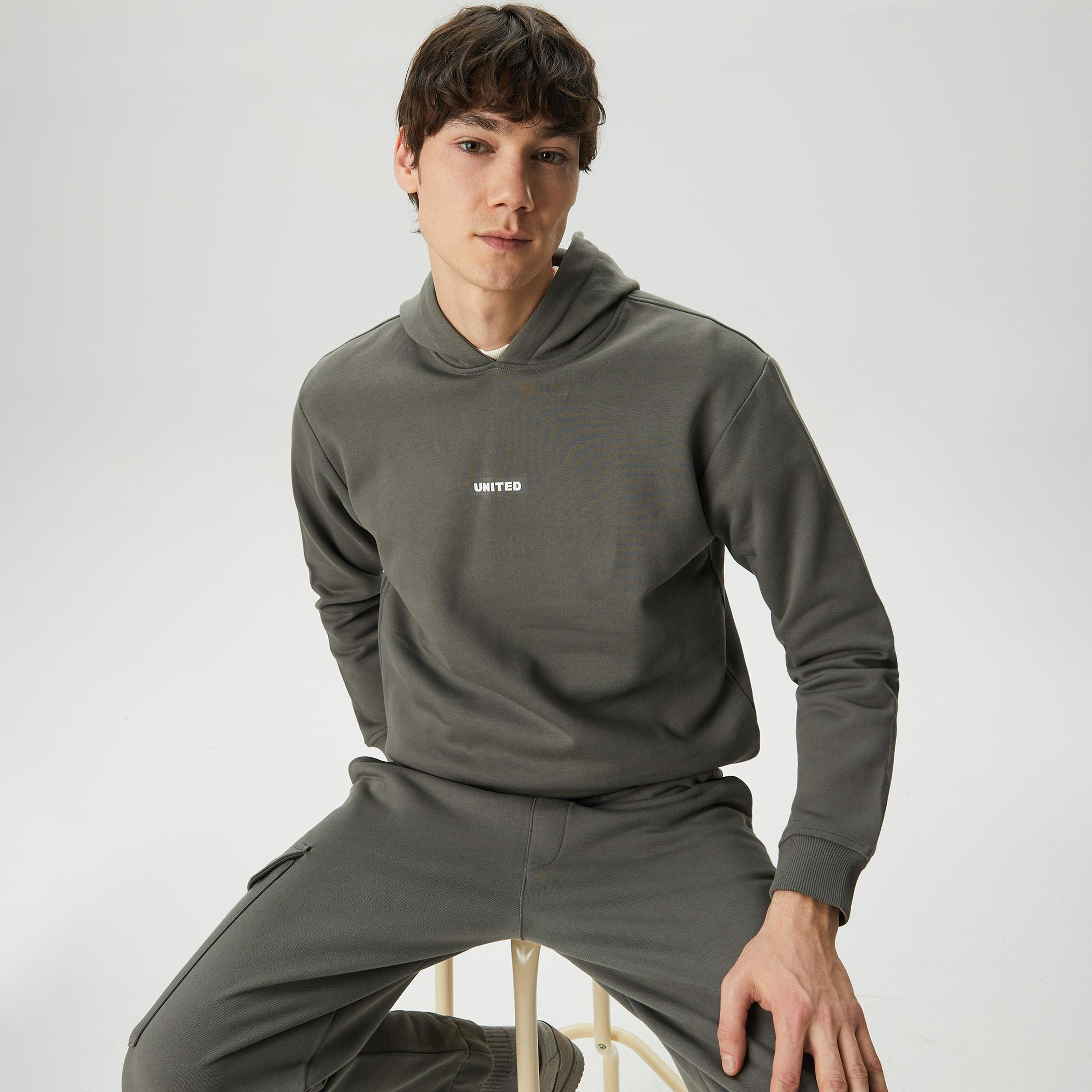 UNITED4 Classic Erkek Gri Hoodie