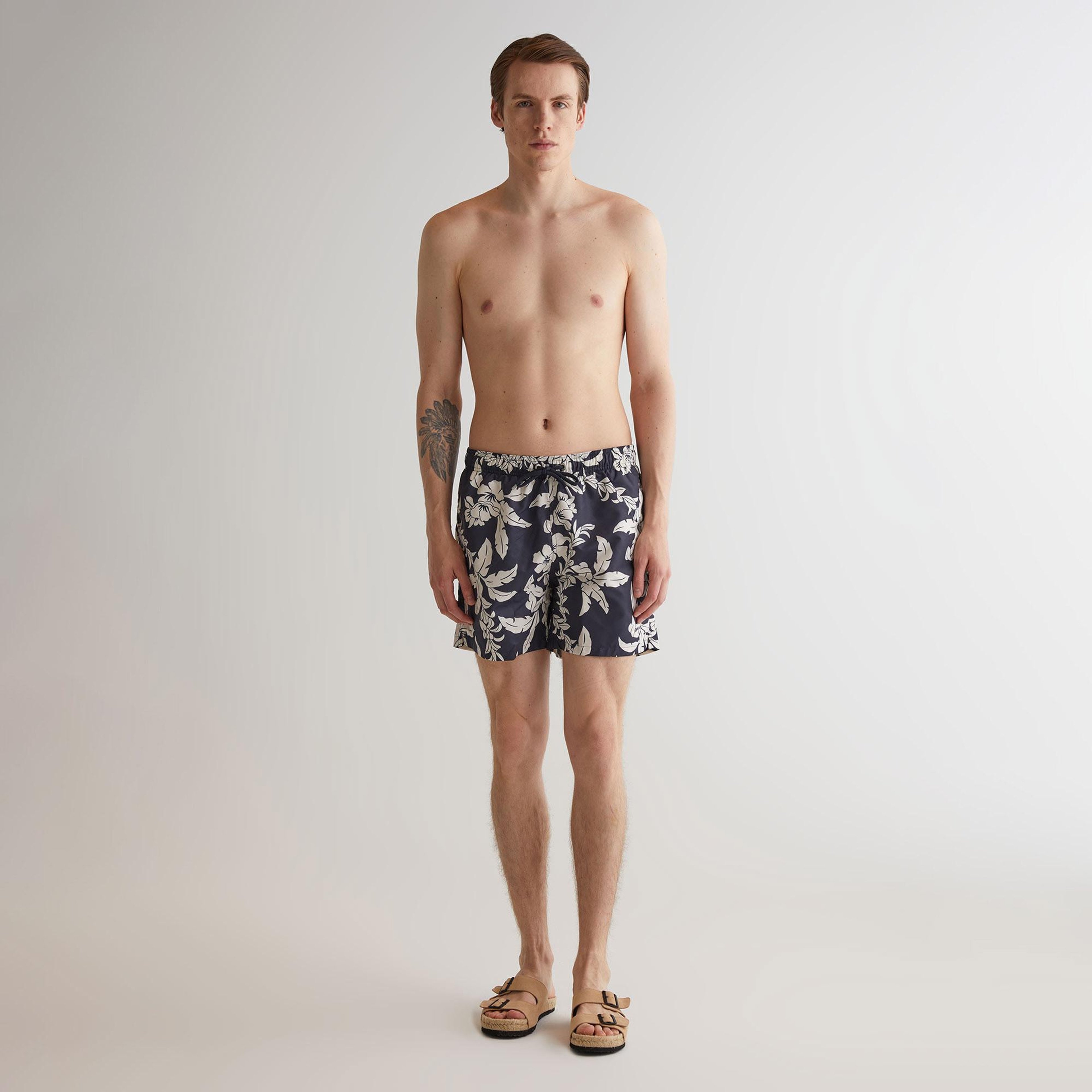GANT Erkek Lacivert Regular Fit Desenli Deniz Şortu