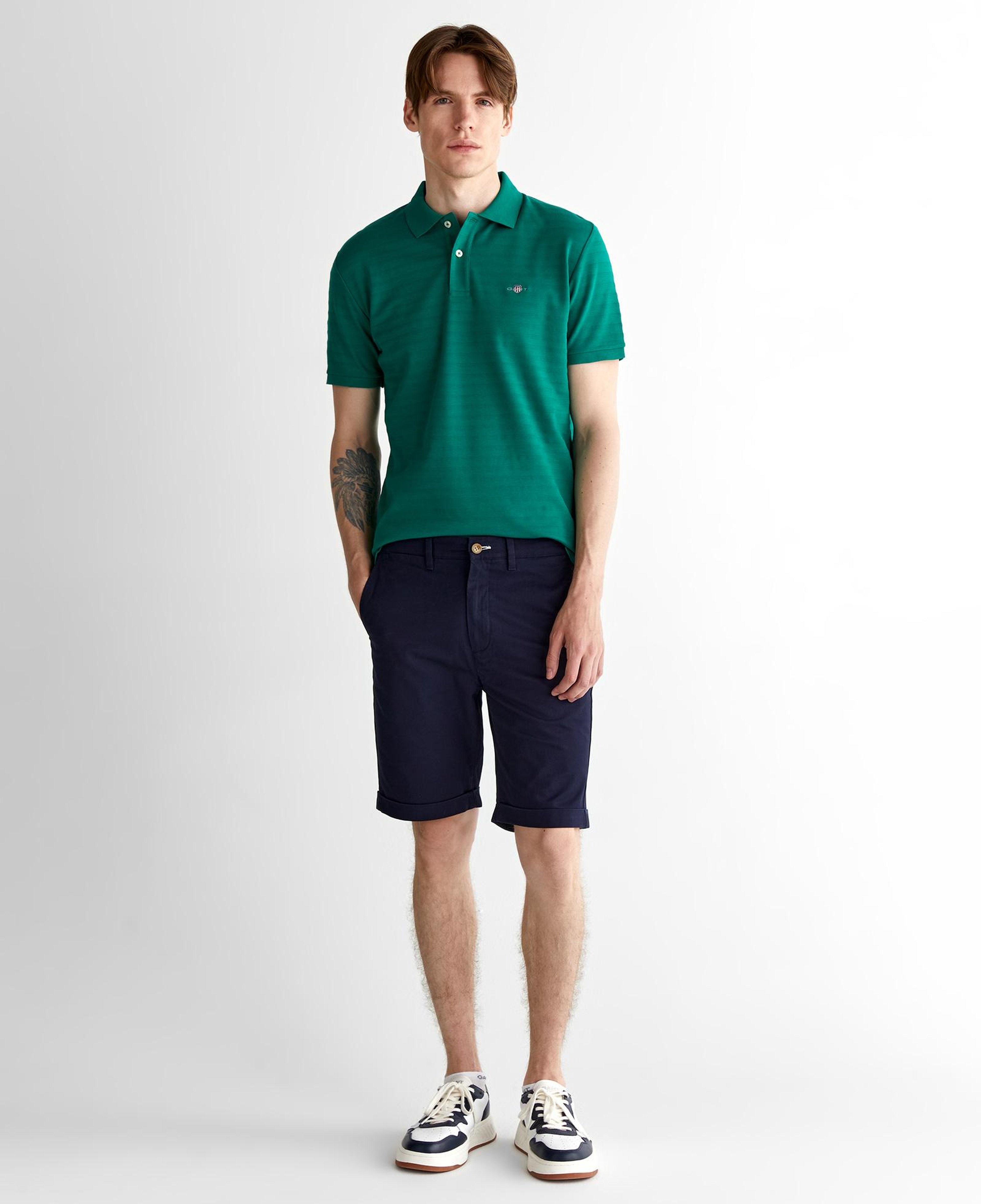 GANT Erkek Yeşil Regular Fit Çizgili Polo