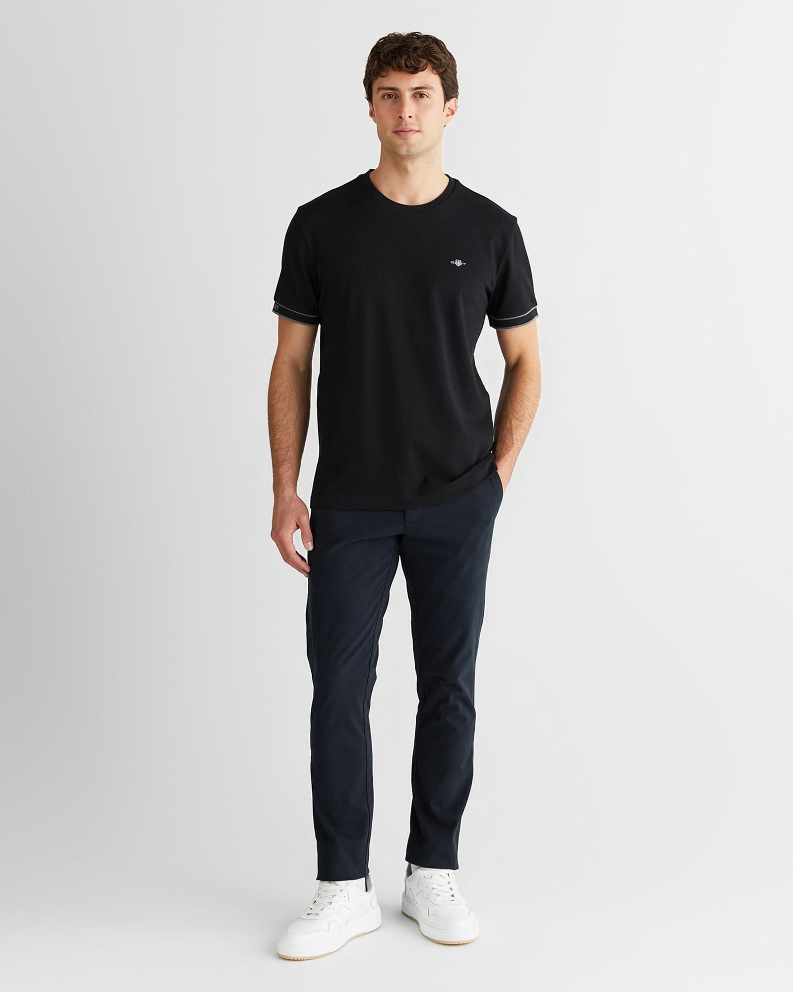 GANT Erkek Siyah Regular Fit T-Shirt