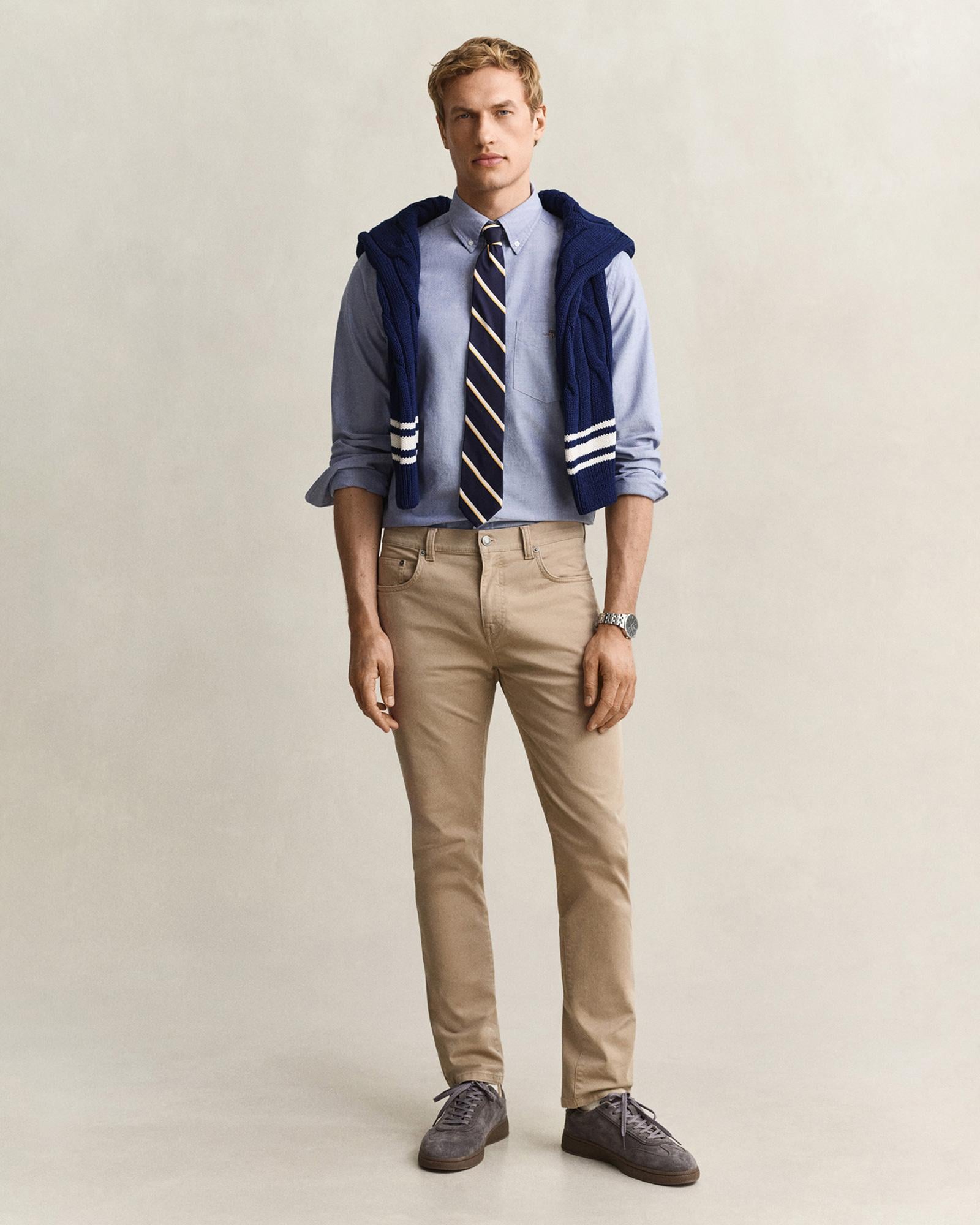 GANT Erkek Mavi Regular Fit Logolu Gömlek