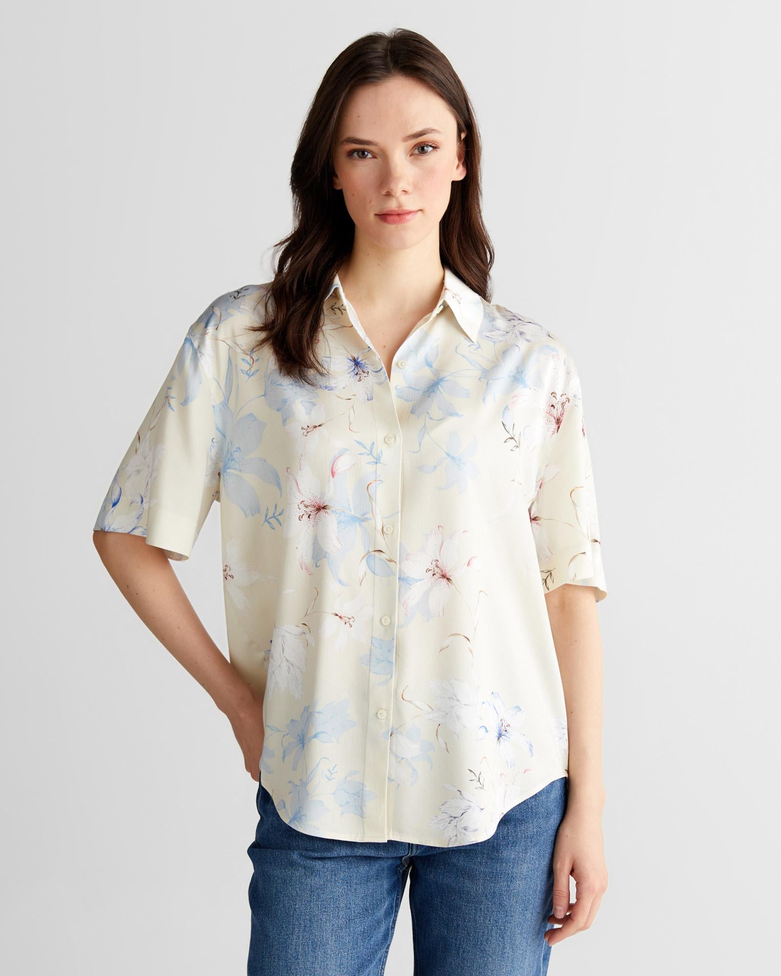 GANT Kadın Pembe Relaxed Fit Klasik Yaka Desenli Gömlek