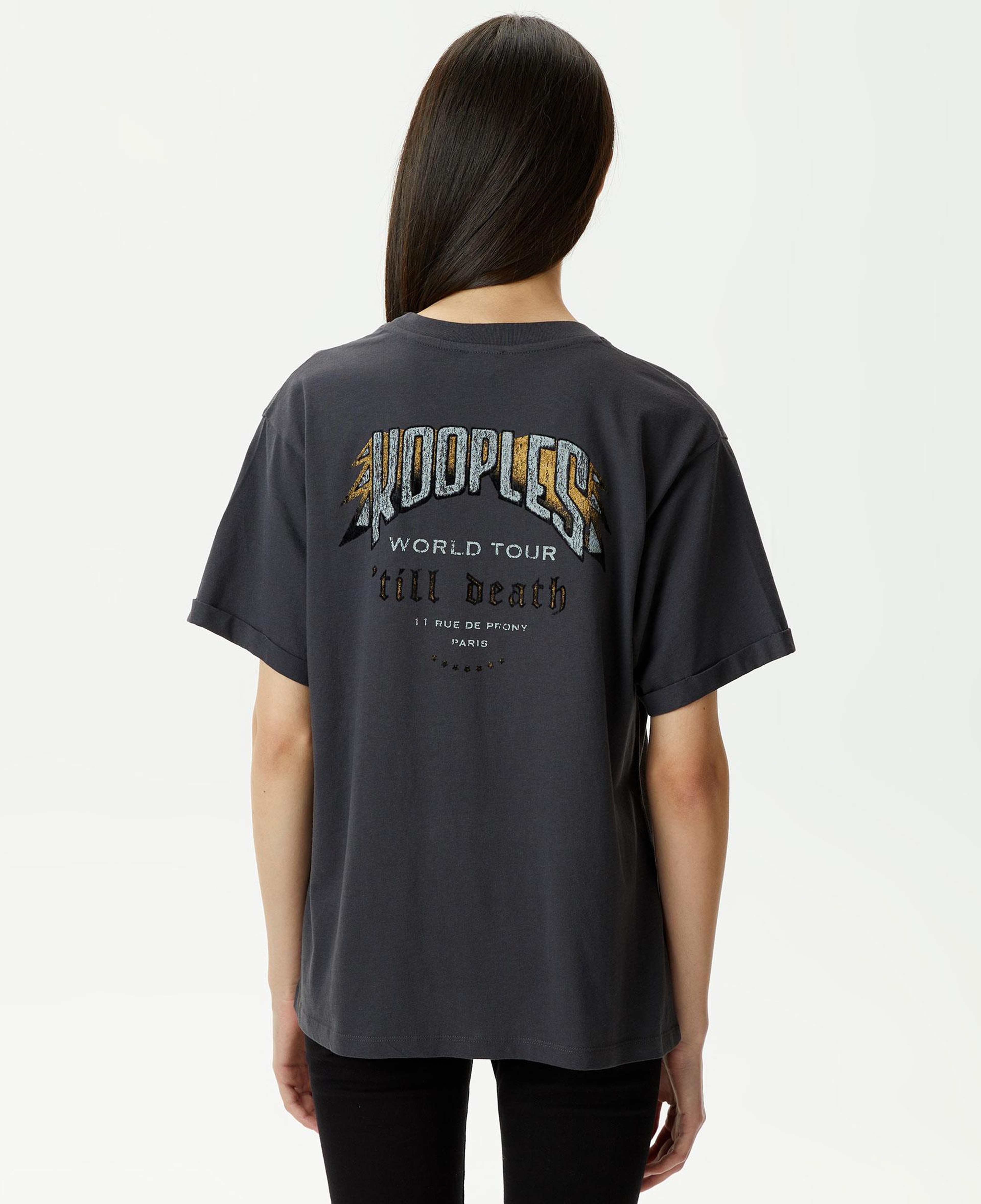 Kadın Baskılı Bisiklet Yaka Gri T-Shirt