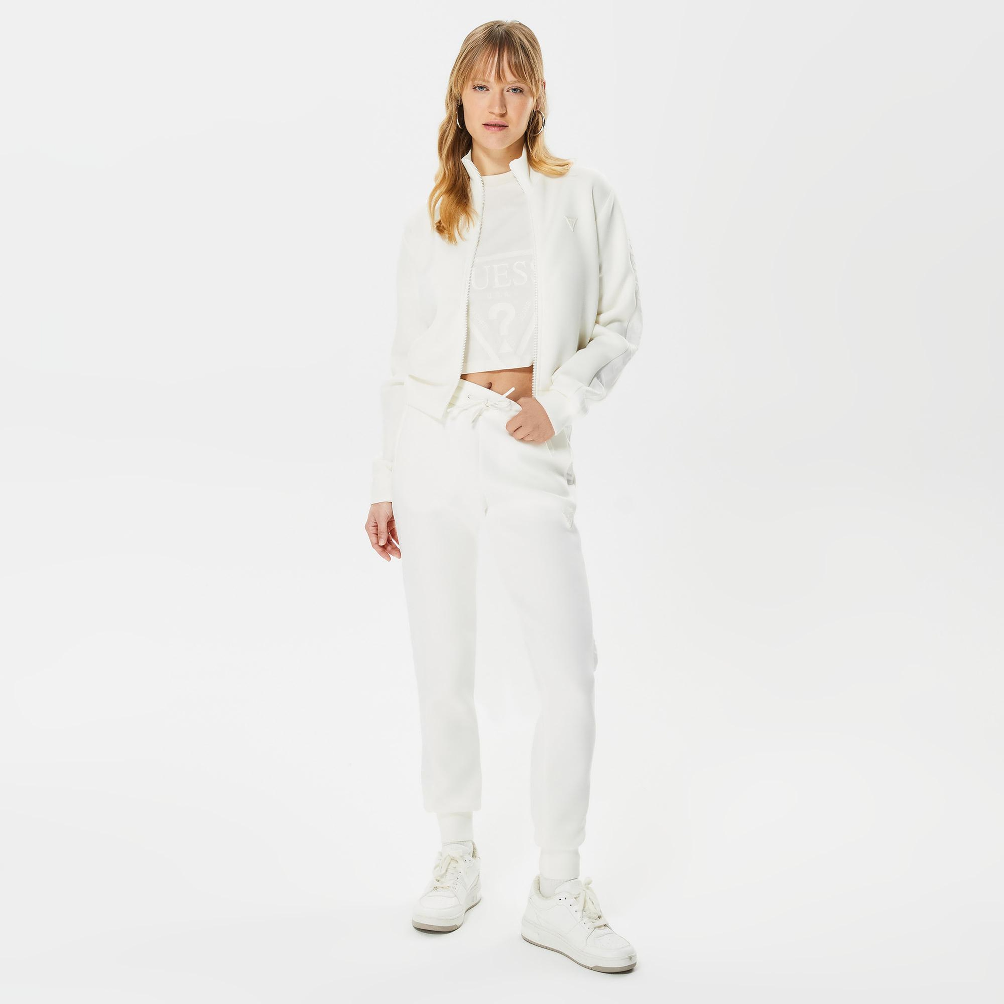 Guess New Allie Kadın Krem Rengi Aktif Scuba Sweatshirt