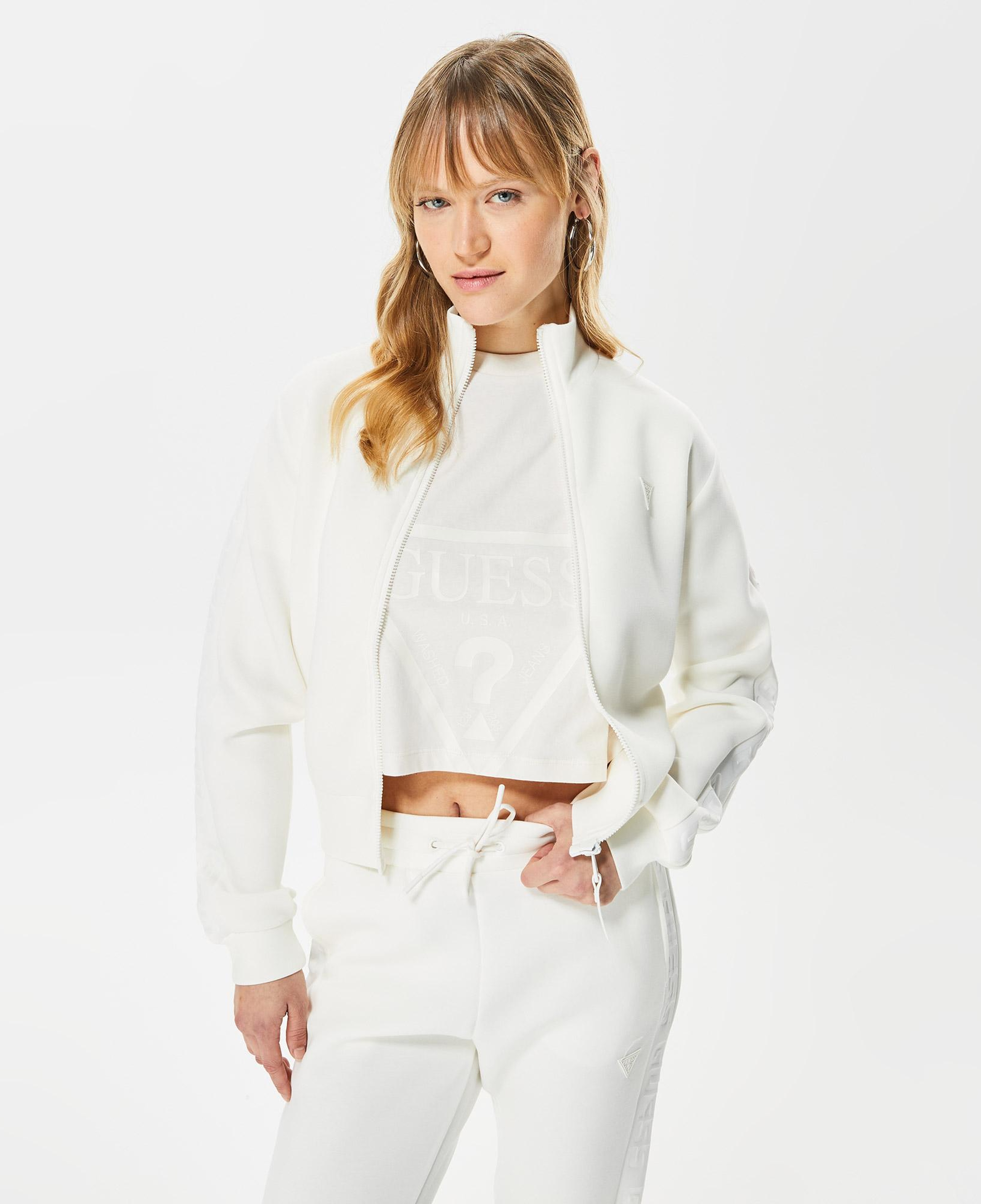 Guess New Allie Kadın Krem Rengi Aktif Scuba Sweatshirt