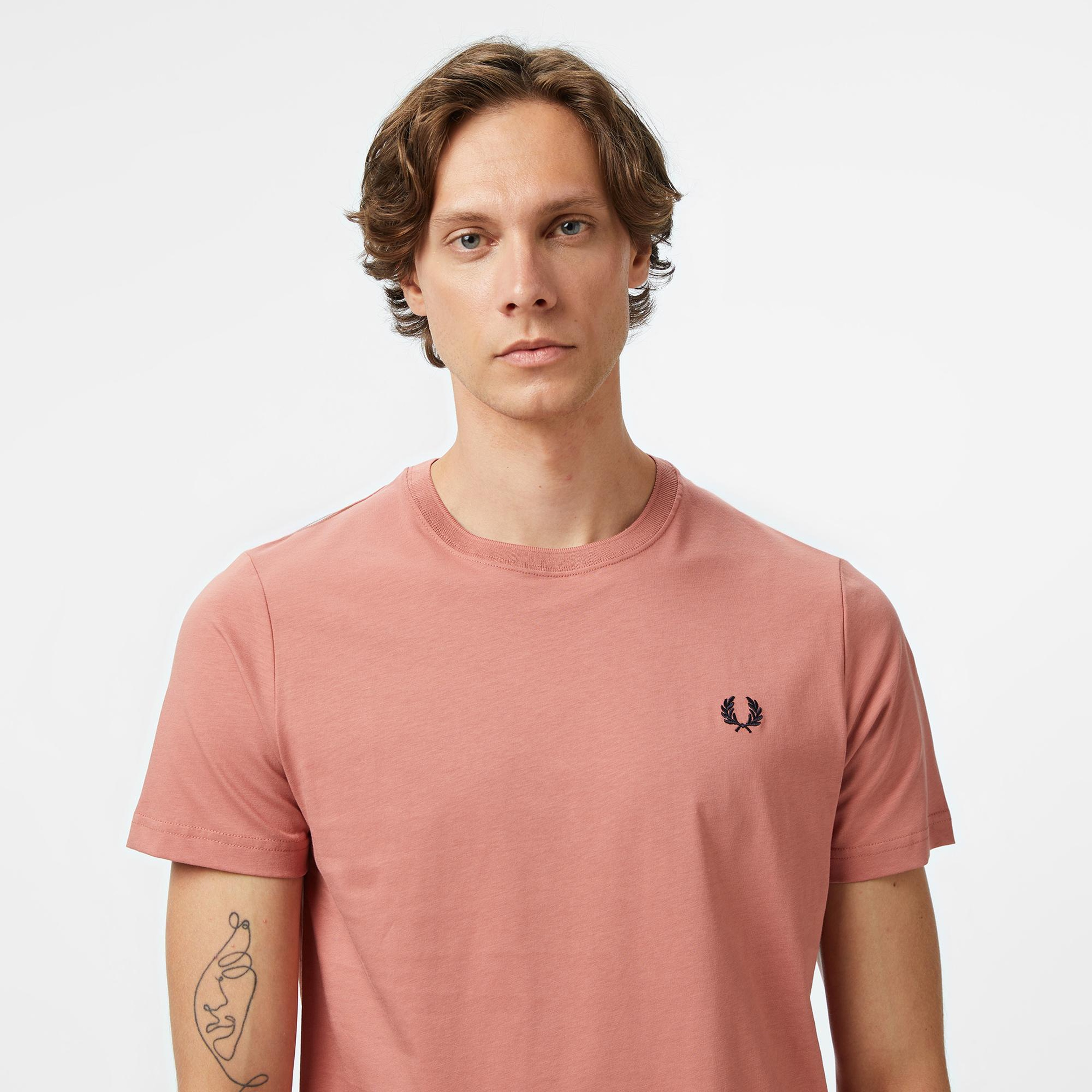Fred Perry Crew Neck Erkek Pembe T-Shirt