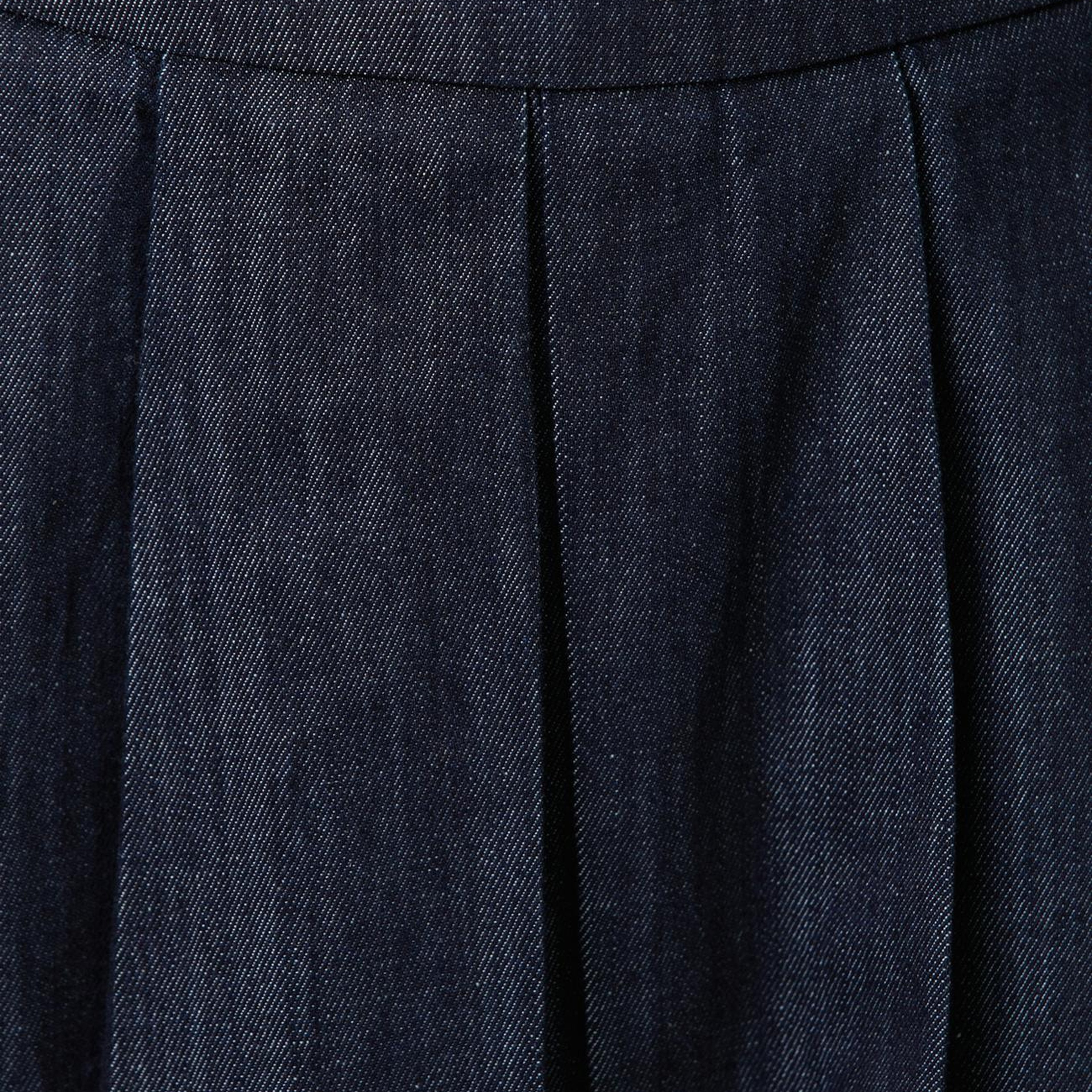 Network Kadın İndigo Kemer Detaylı Piliseli Mini Denim Etek