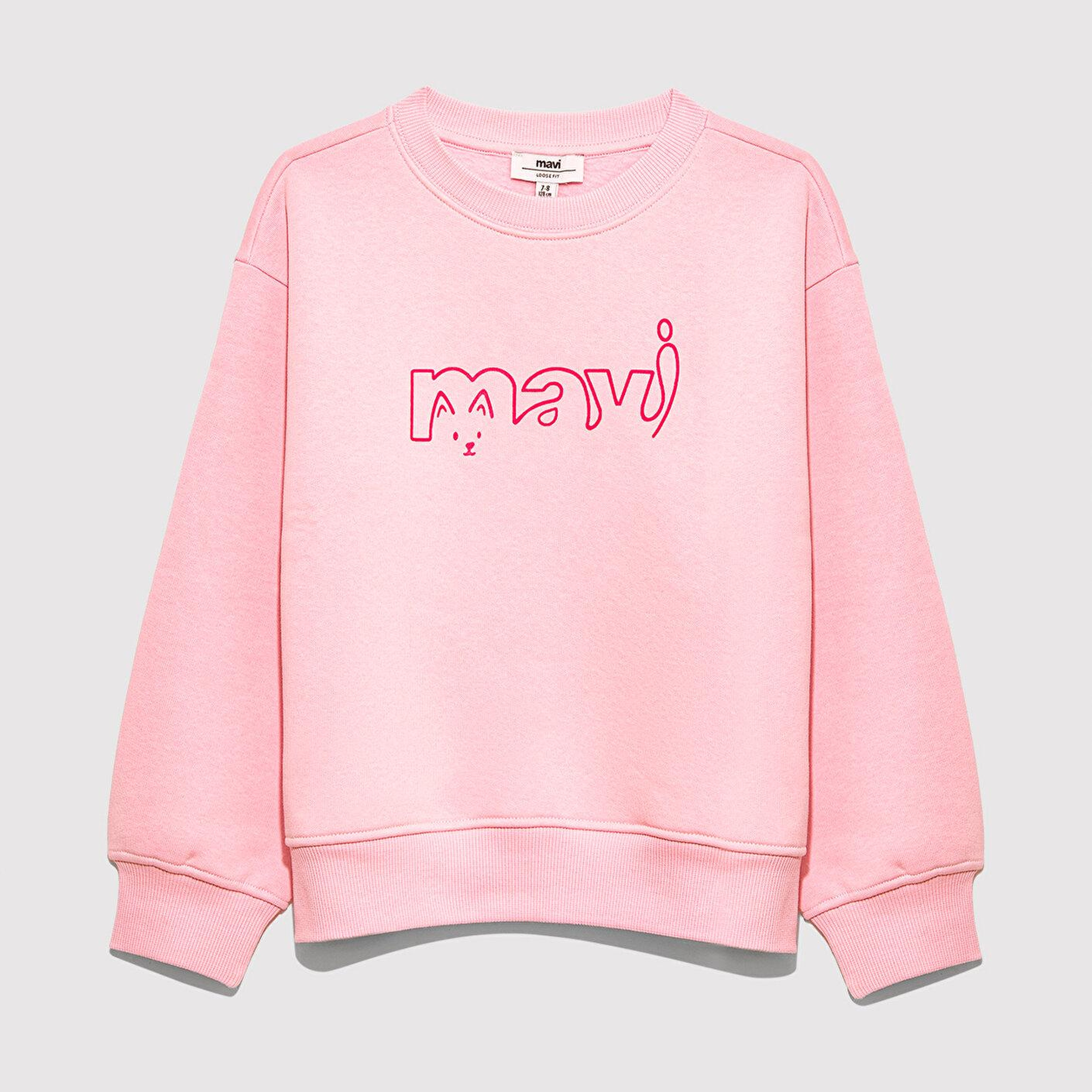 Mavi Mavi Kedi Logo Baskılı Pembe Sweatshirt 7S10162-70973