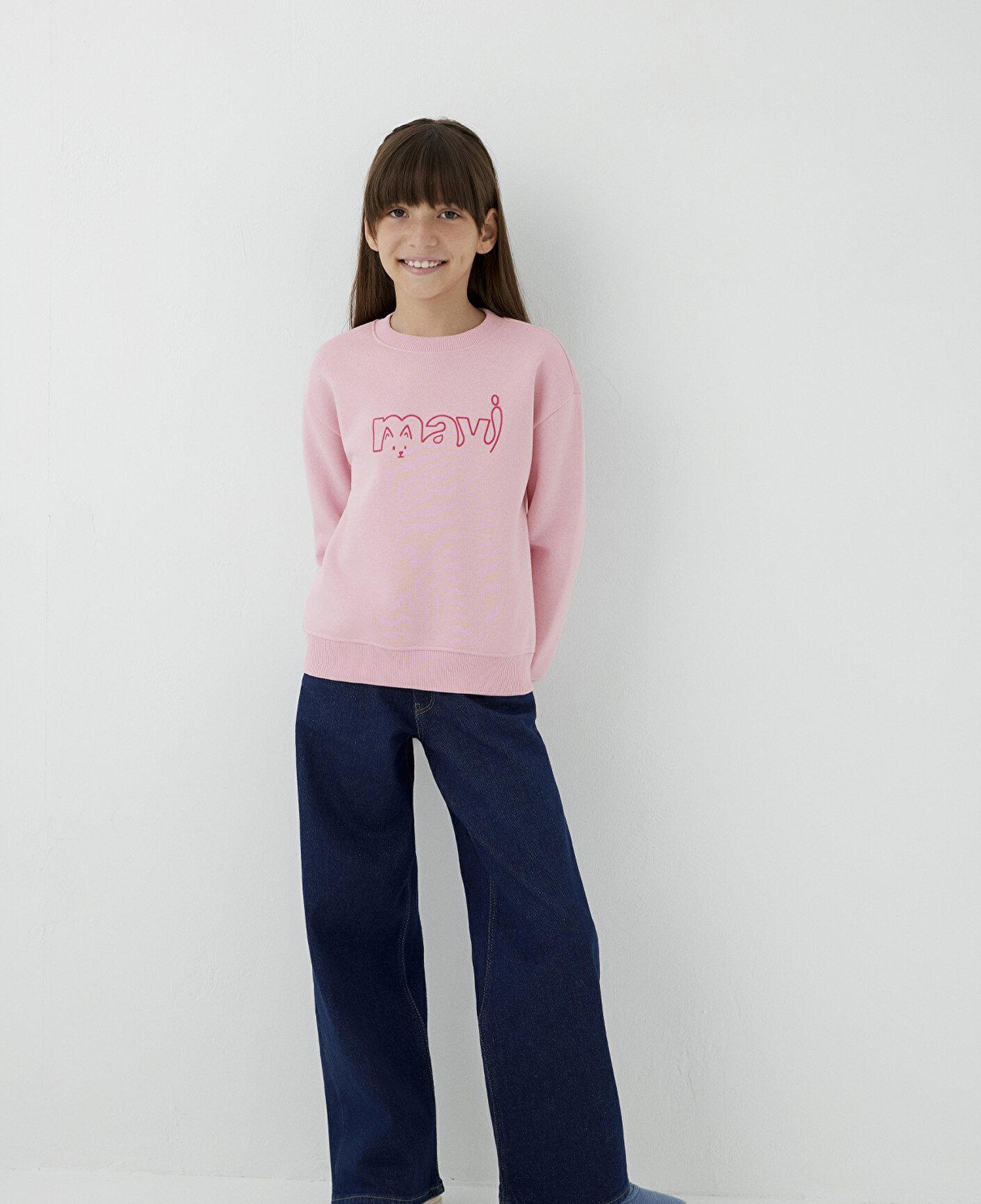 Mavi Mavi Kedi Logo Baskılı Pembe Sweatshirt 7S10162-70973