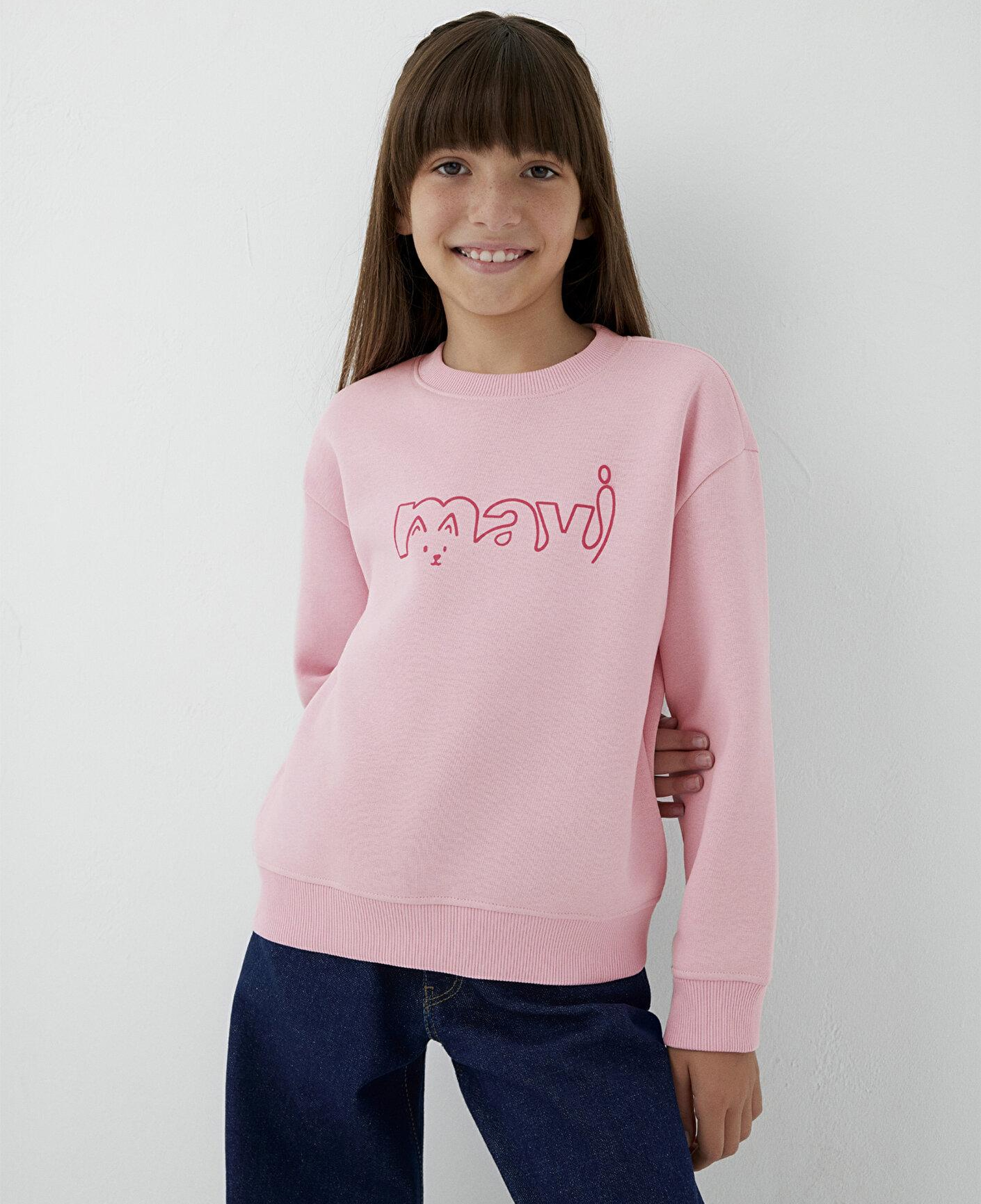 Mavi Mavi Kedi Logo Baskılı Pembe Sweatshirt 7S10162-70973