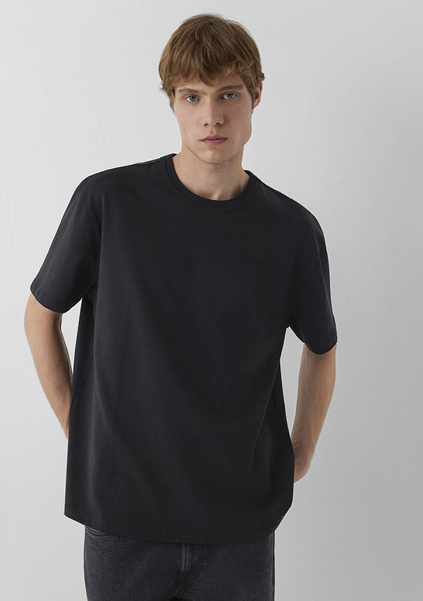 Mavi Siyah Basic Tişört Loose Fit / Bol Rahat Kesim 0613624-900