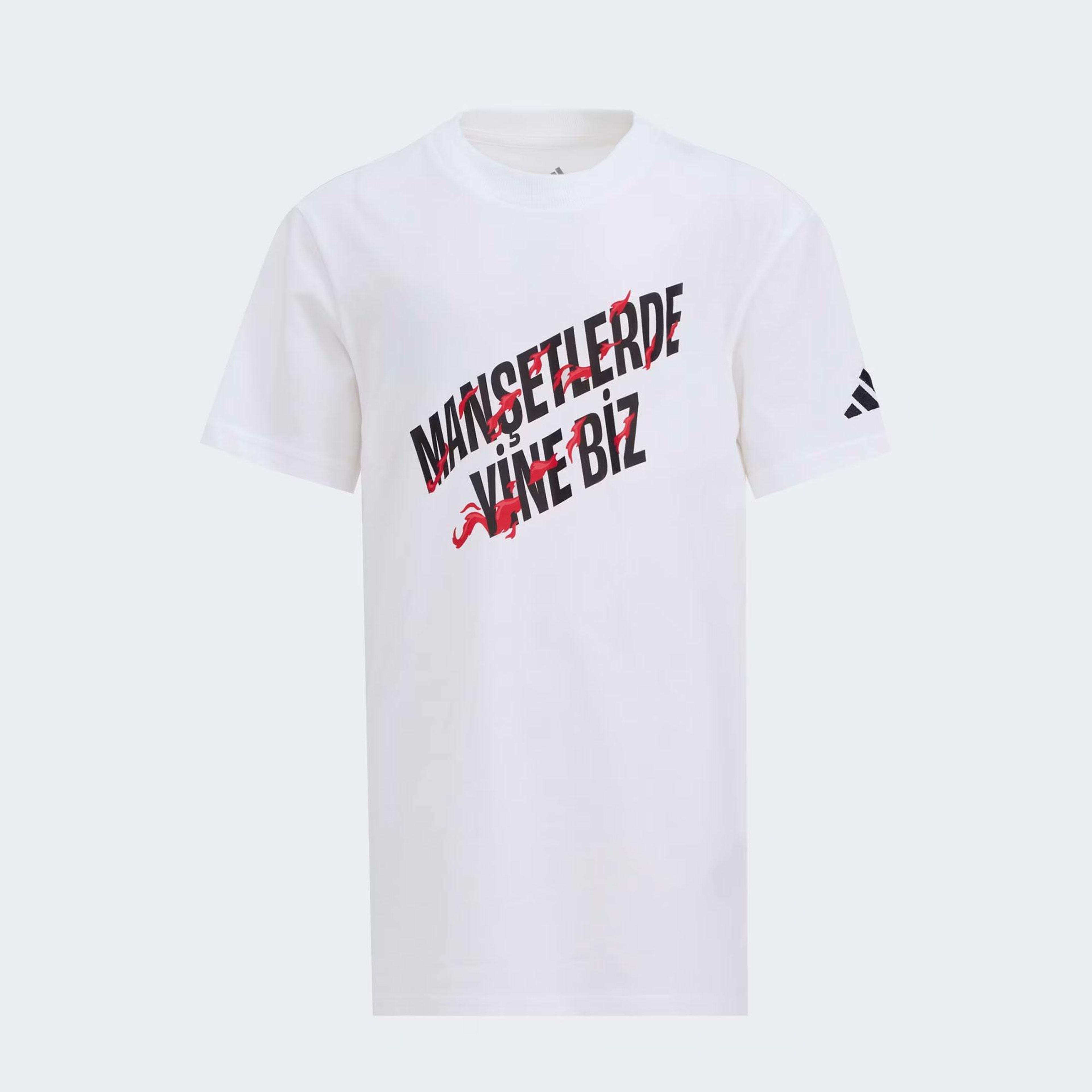 adidas Manşetlerde Yine Biz Grafik Unisex Beyaz T-Shirt