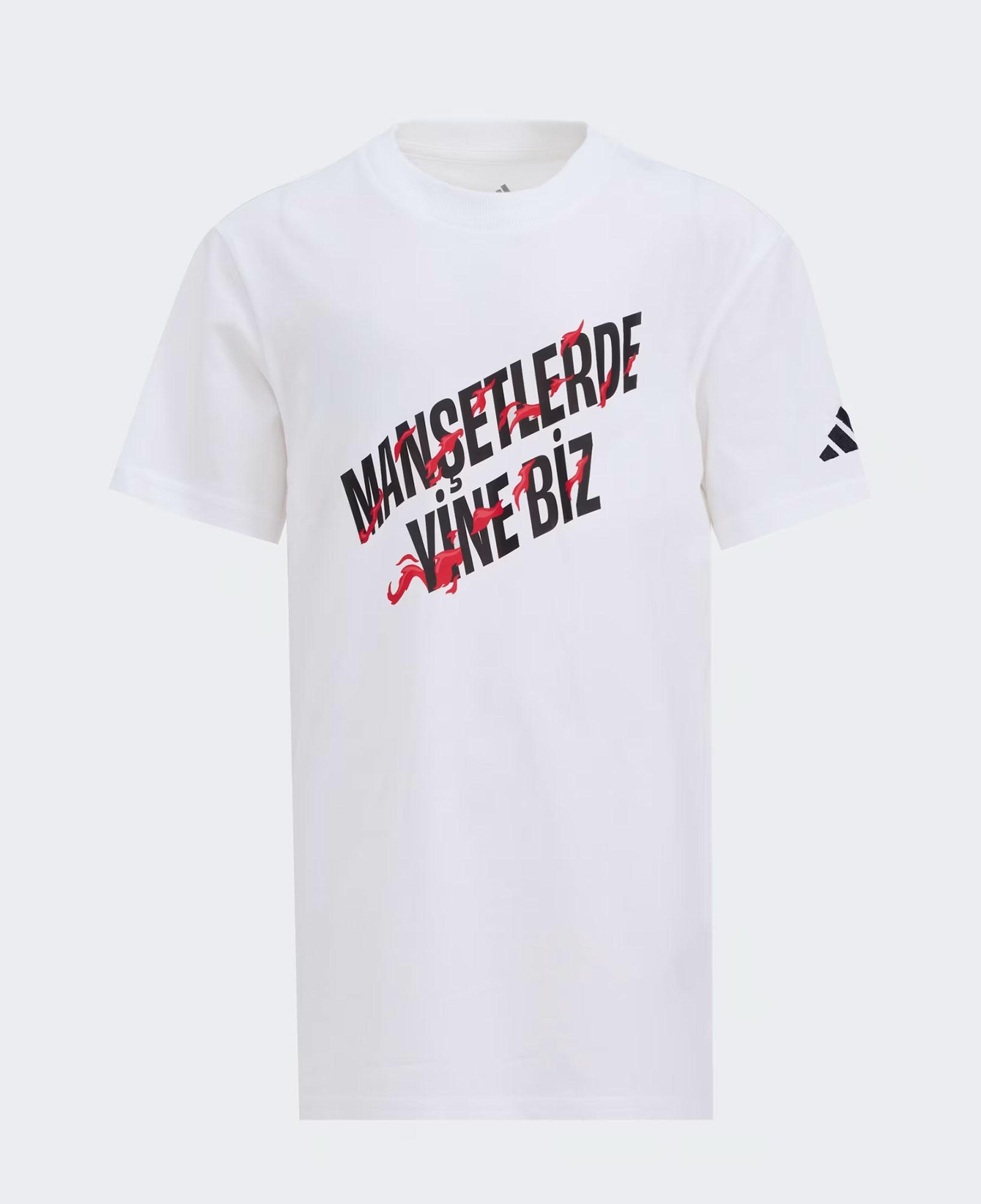 adidas Manşetlerde Yine Biz Grafik Unisex Beyaz T-Shirt