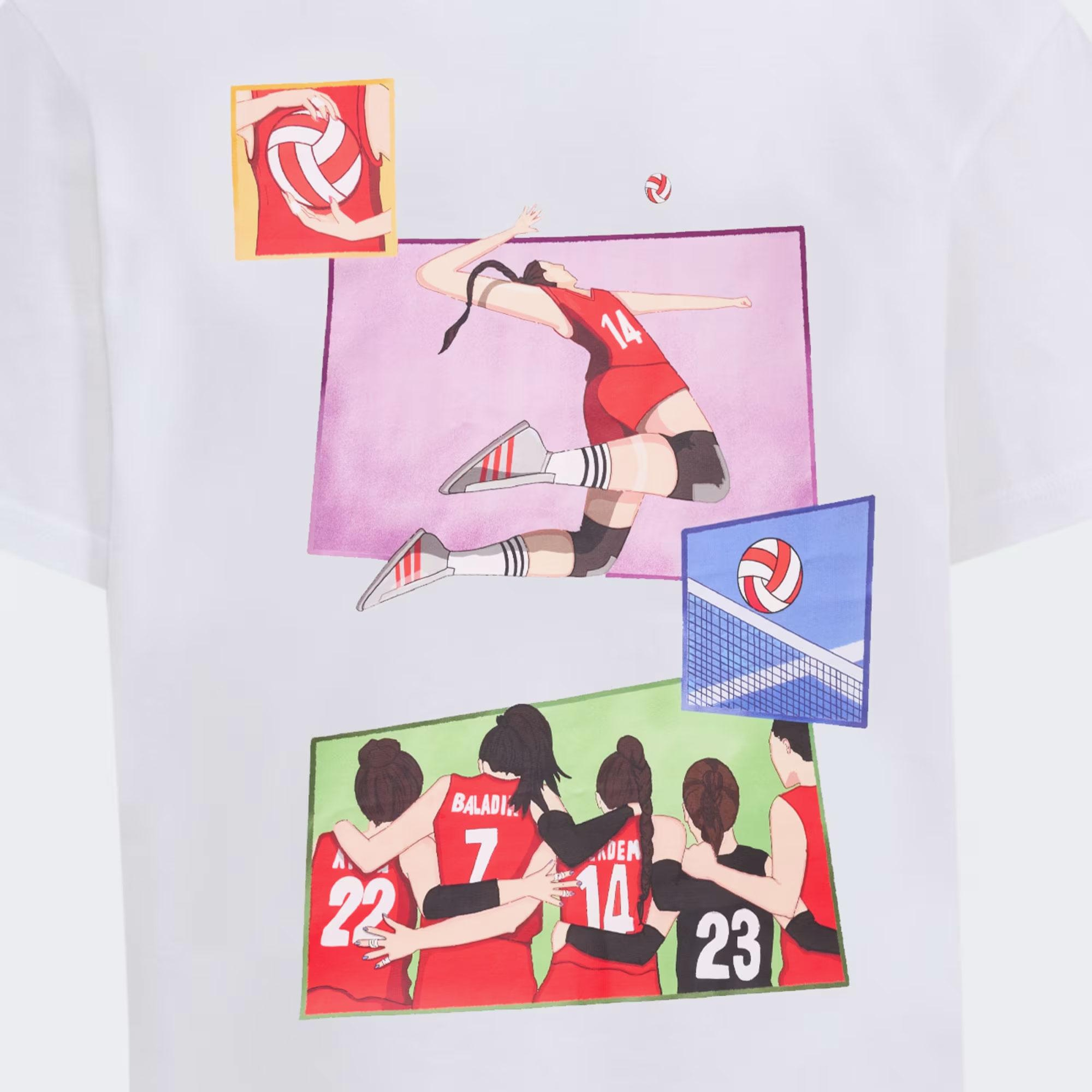 adidas Manşetlerde Yine Biz Grafik Unisex Beyaz T-Shirt