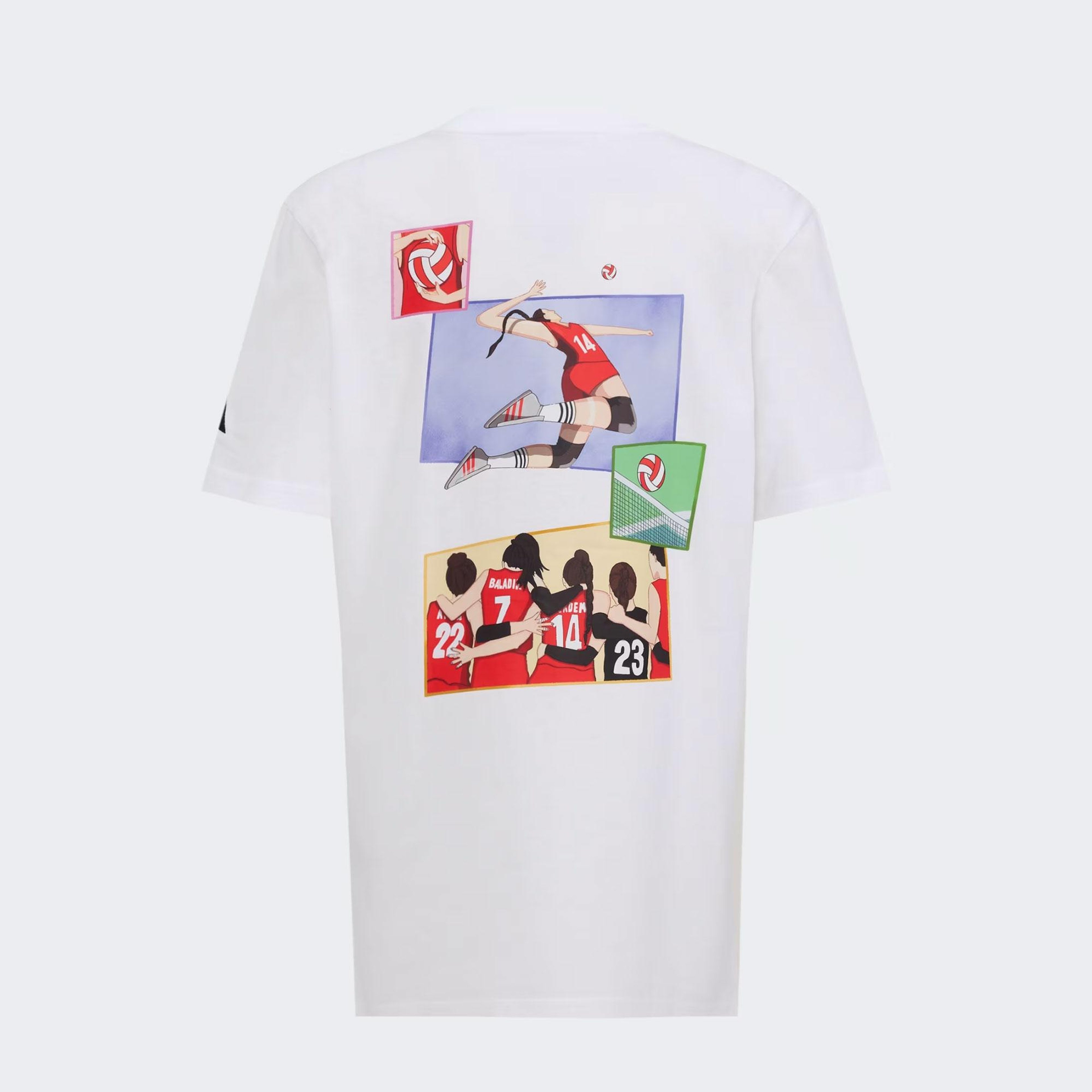adidas Manşetlerde Yine Biz Grafik Çocuk Beyaz T-Shirt