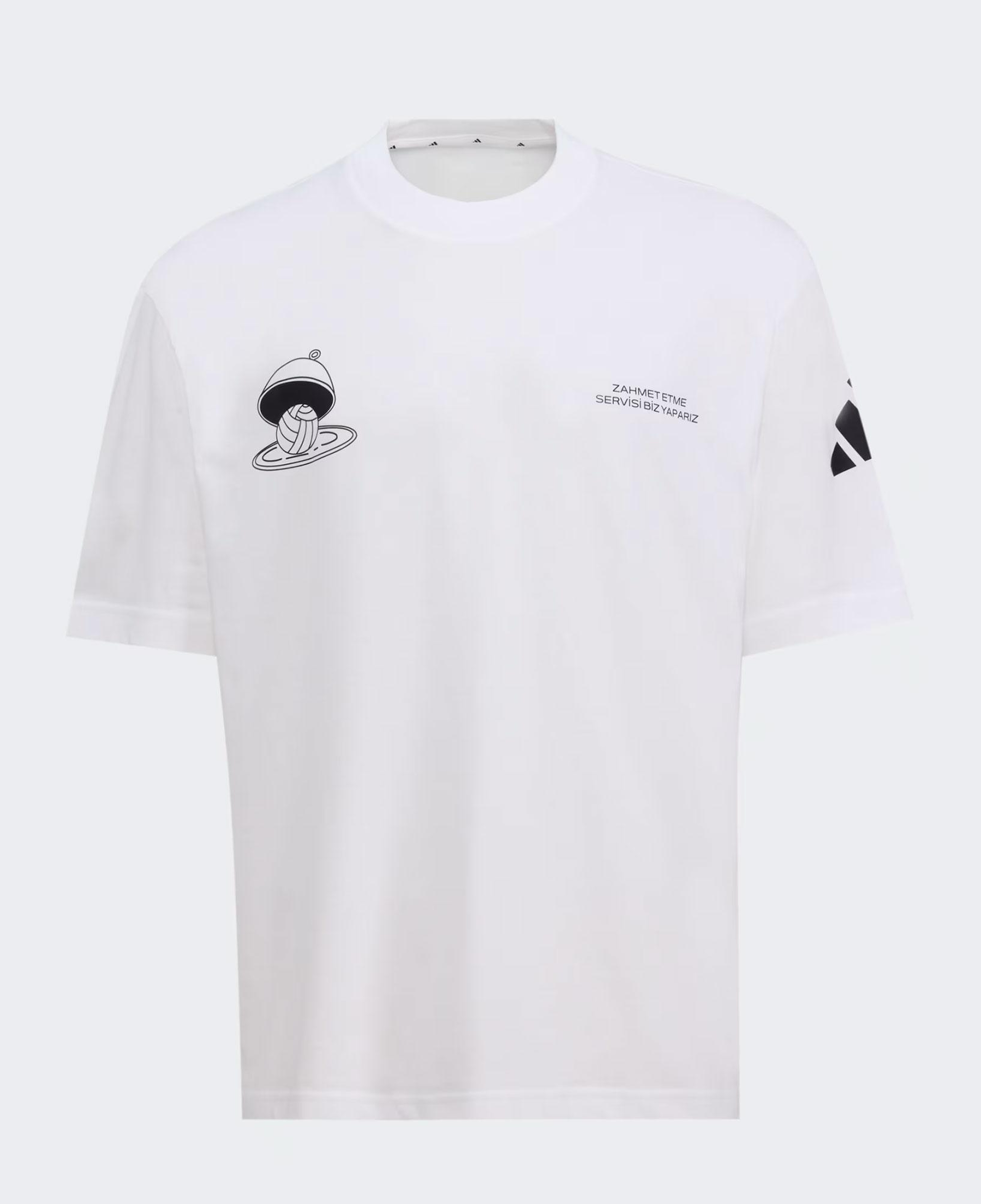 adidas Servisi Biz Yaparız Grafik Unisex Beyaz T-Shirt