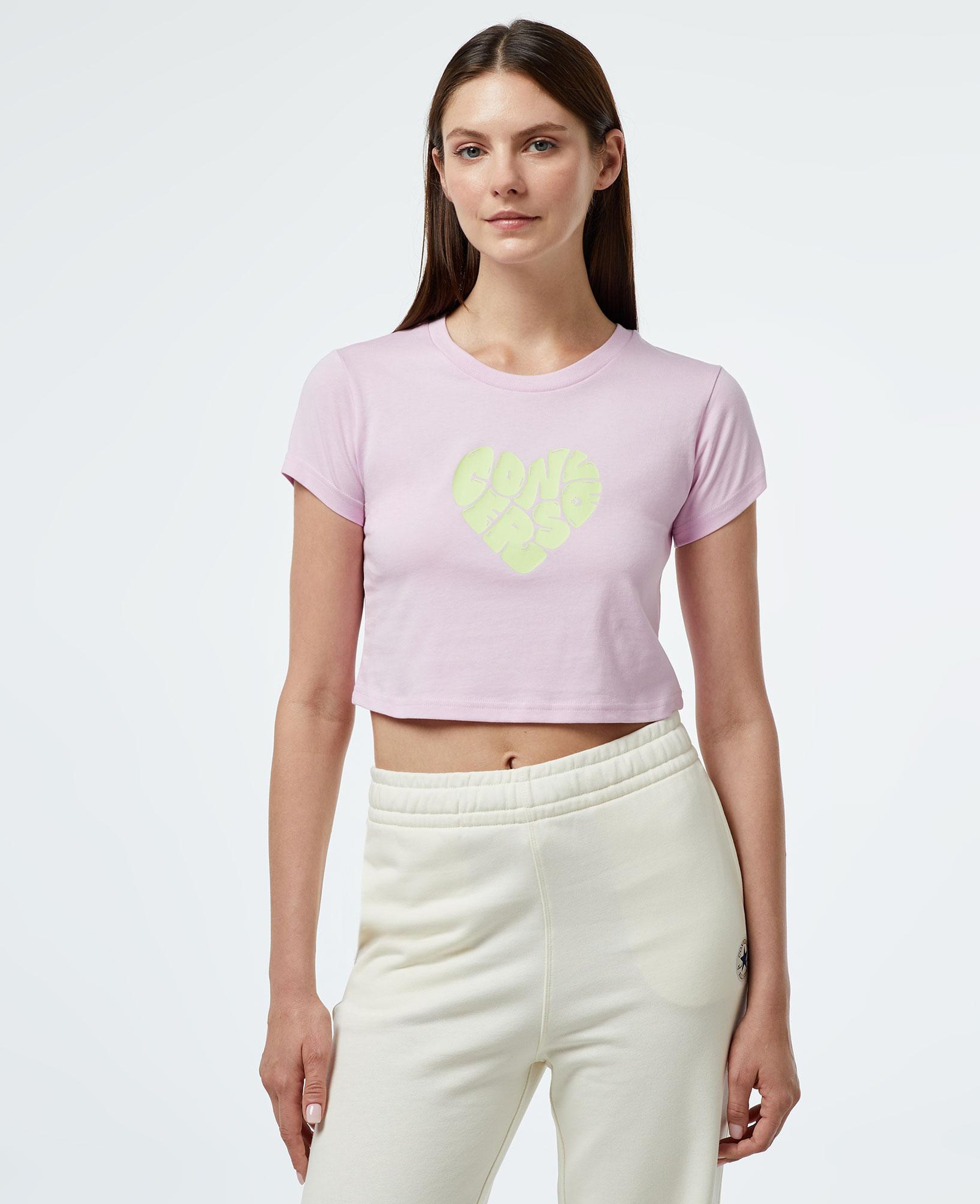 Converse Heart Slim Fit Kadın Lila T-Shirt