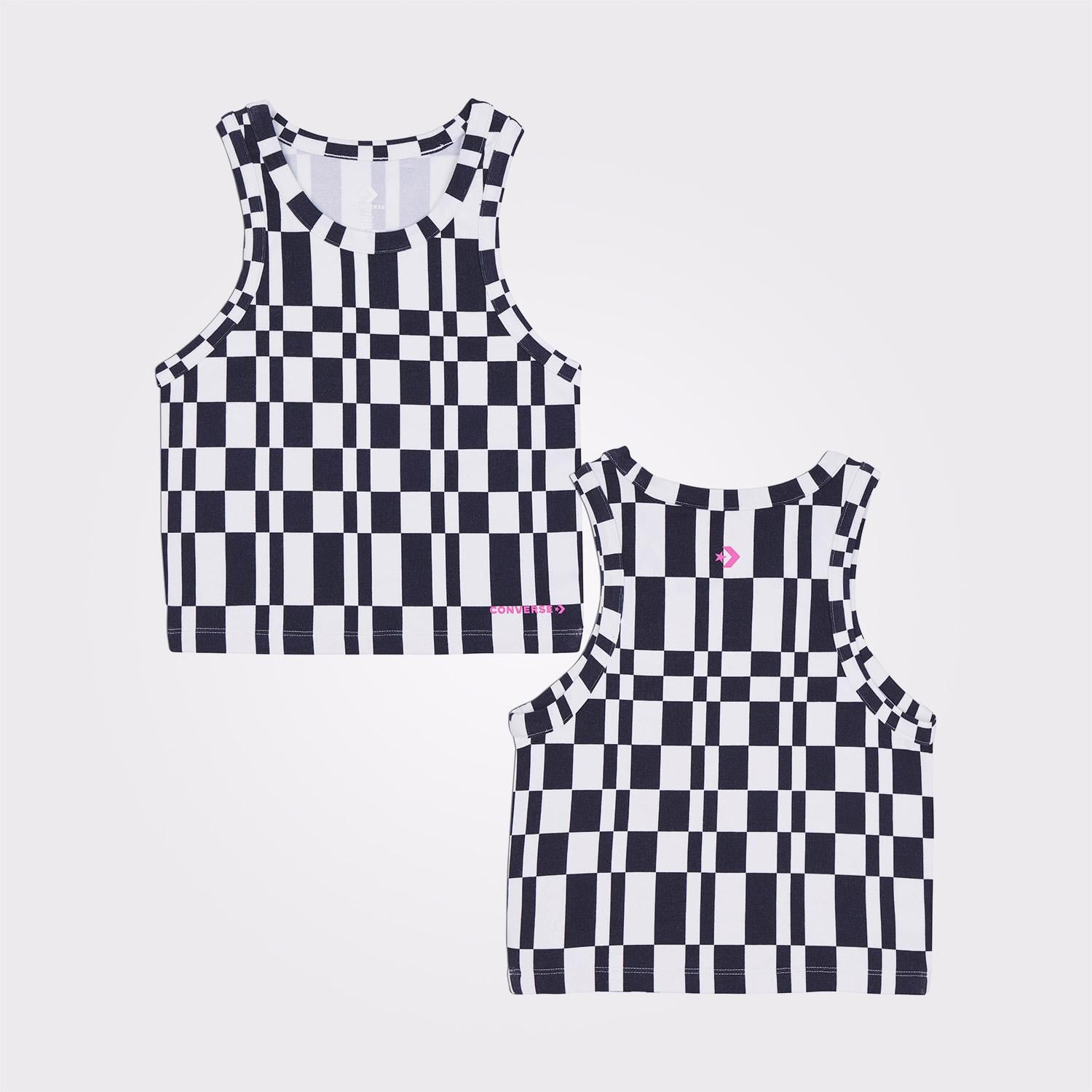 Converse Checkered Slim Fit Kadın Siyah Top