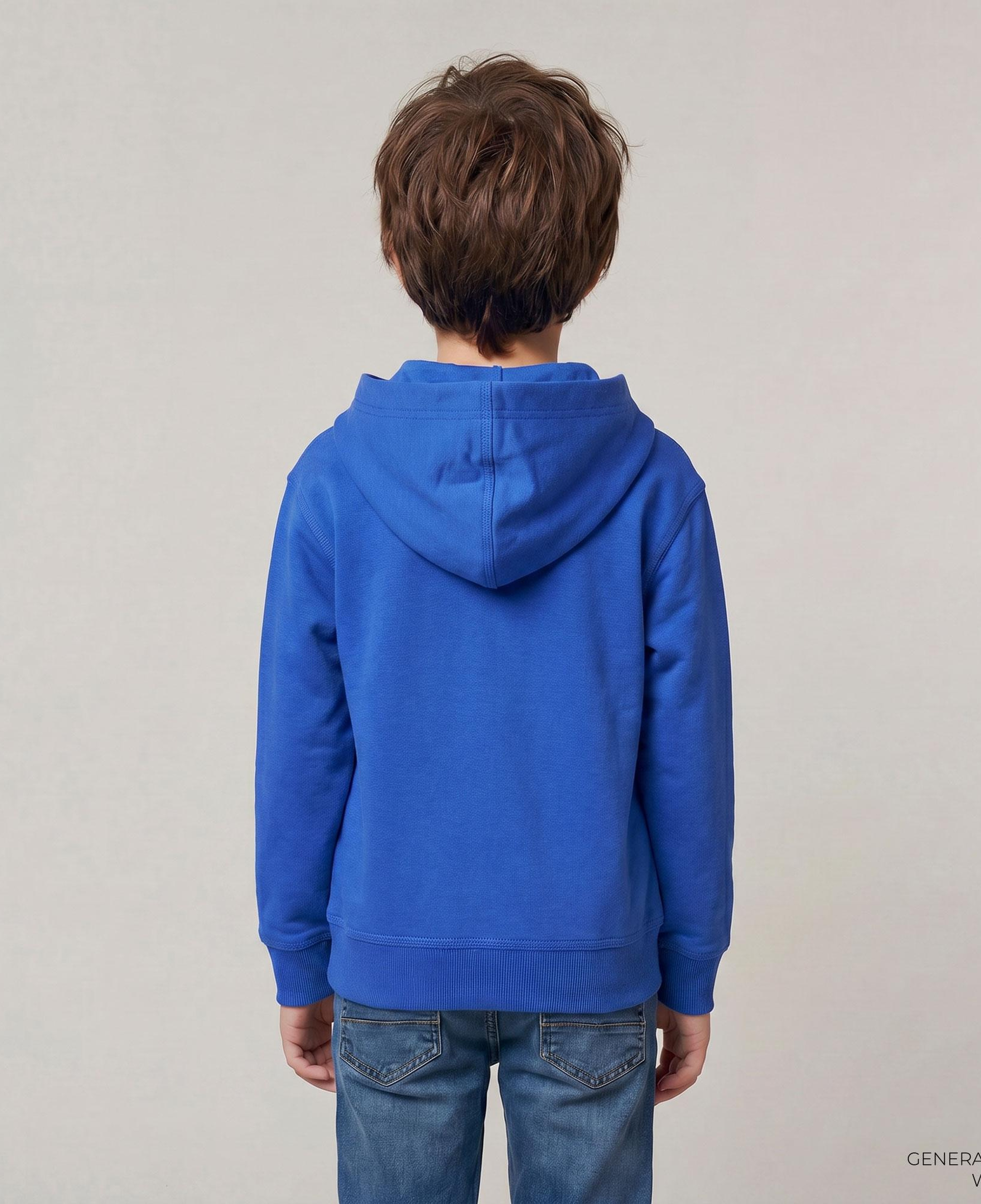 Burberry Check Trim Cotton Zip Çocuk Mavi Hoodie