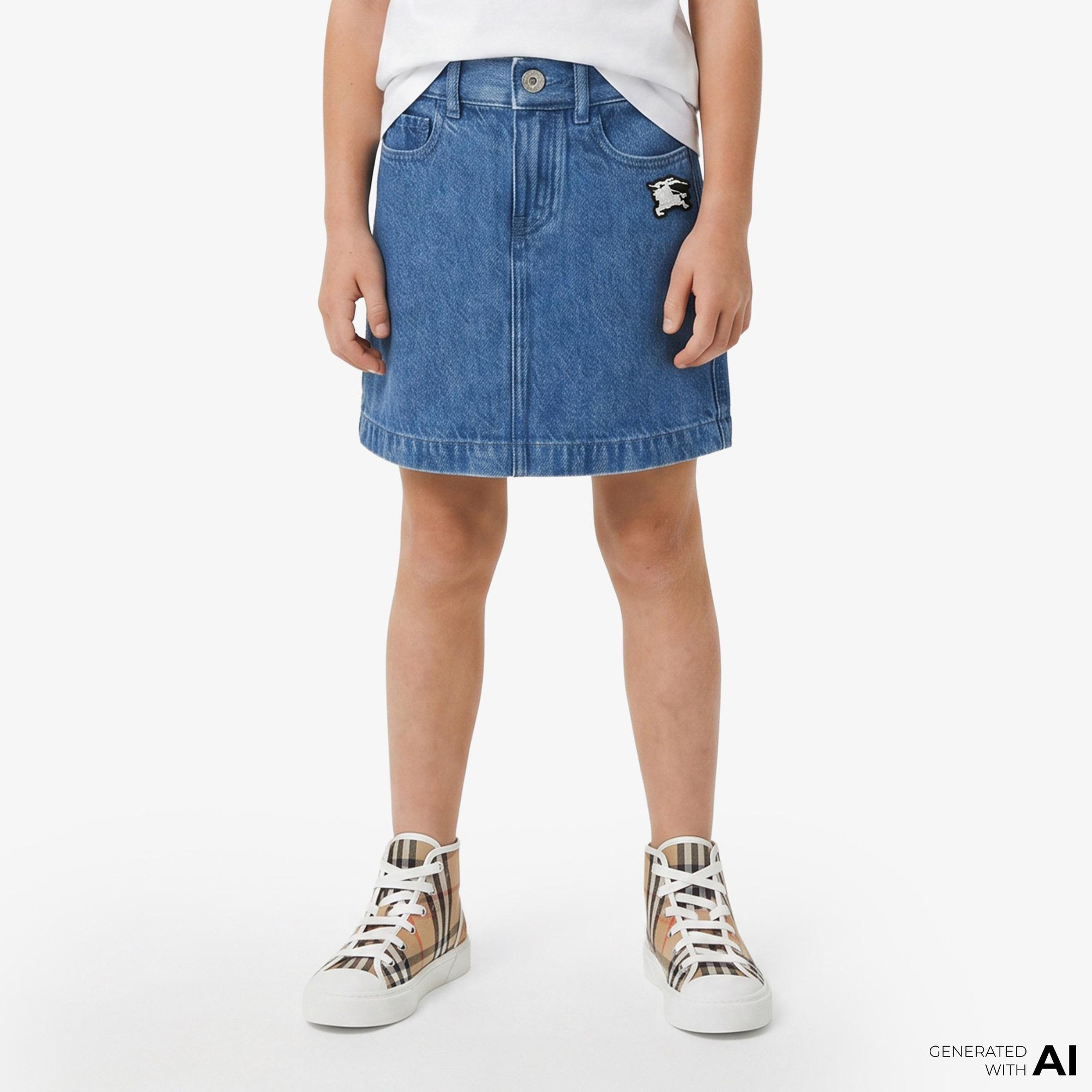 Burberry Denim Çocuk Mavi Etek