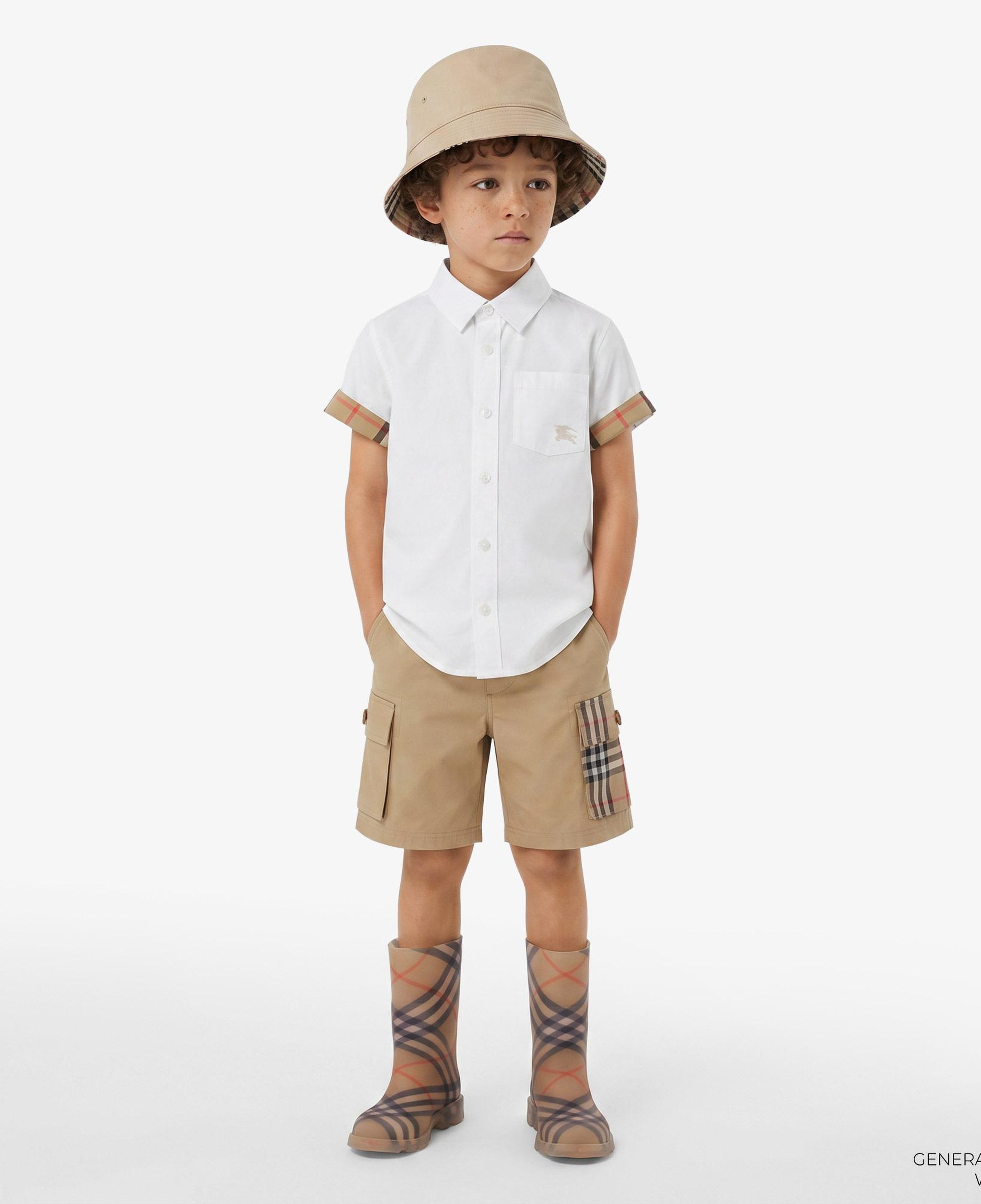 Burberry Check Trim Cotton Cargo Çocuk Bej Şort