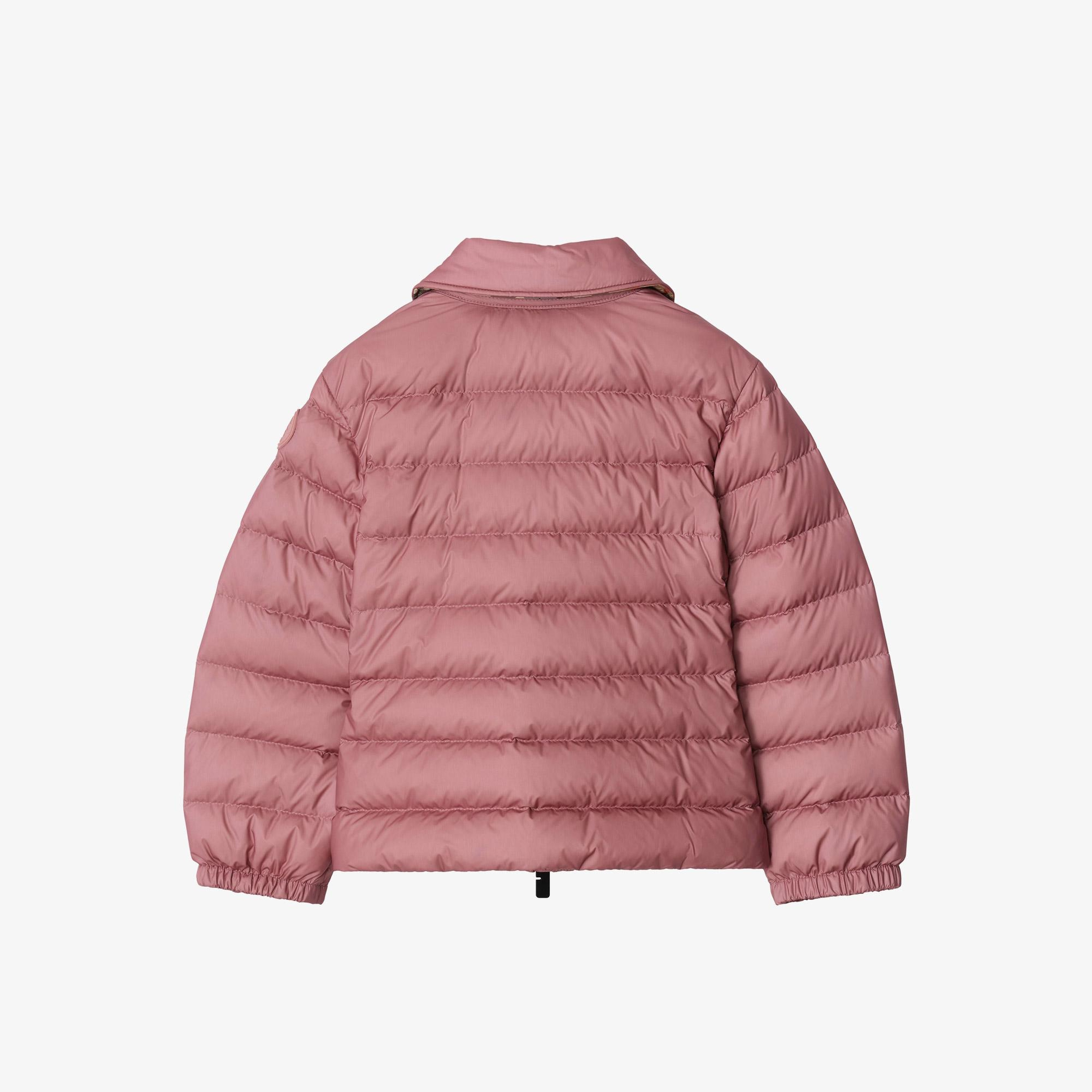 Burberry Checker-Tape Nylon Puffer Çocuk Pembe Mont