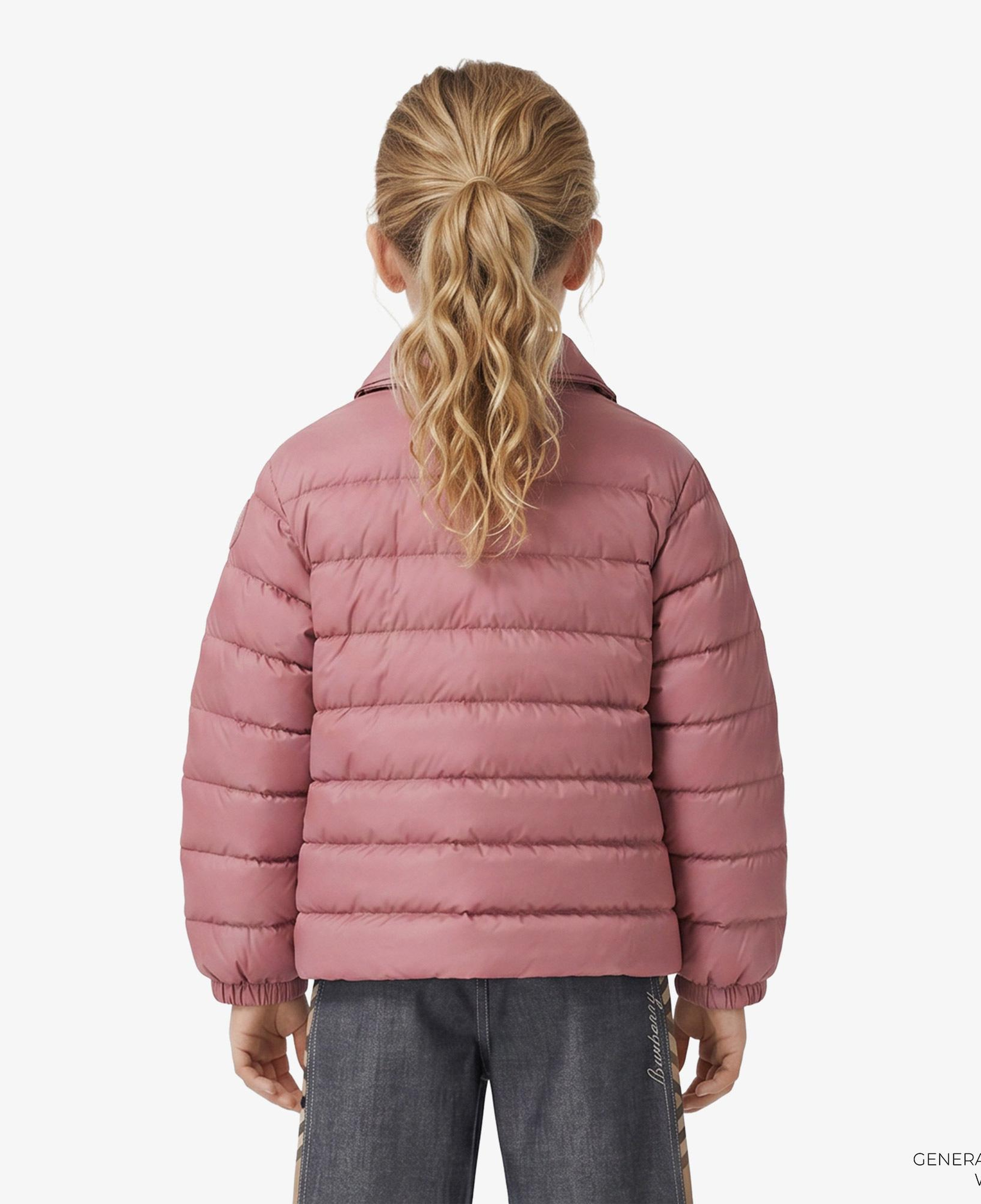 Burberry Checker-Tape Nylon Puffer Çocuk Pembe Mont
