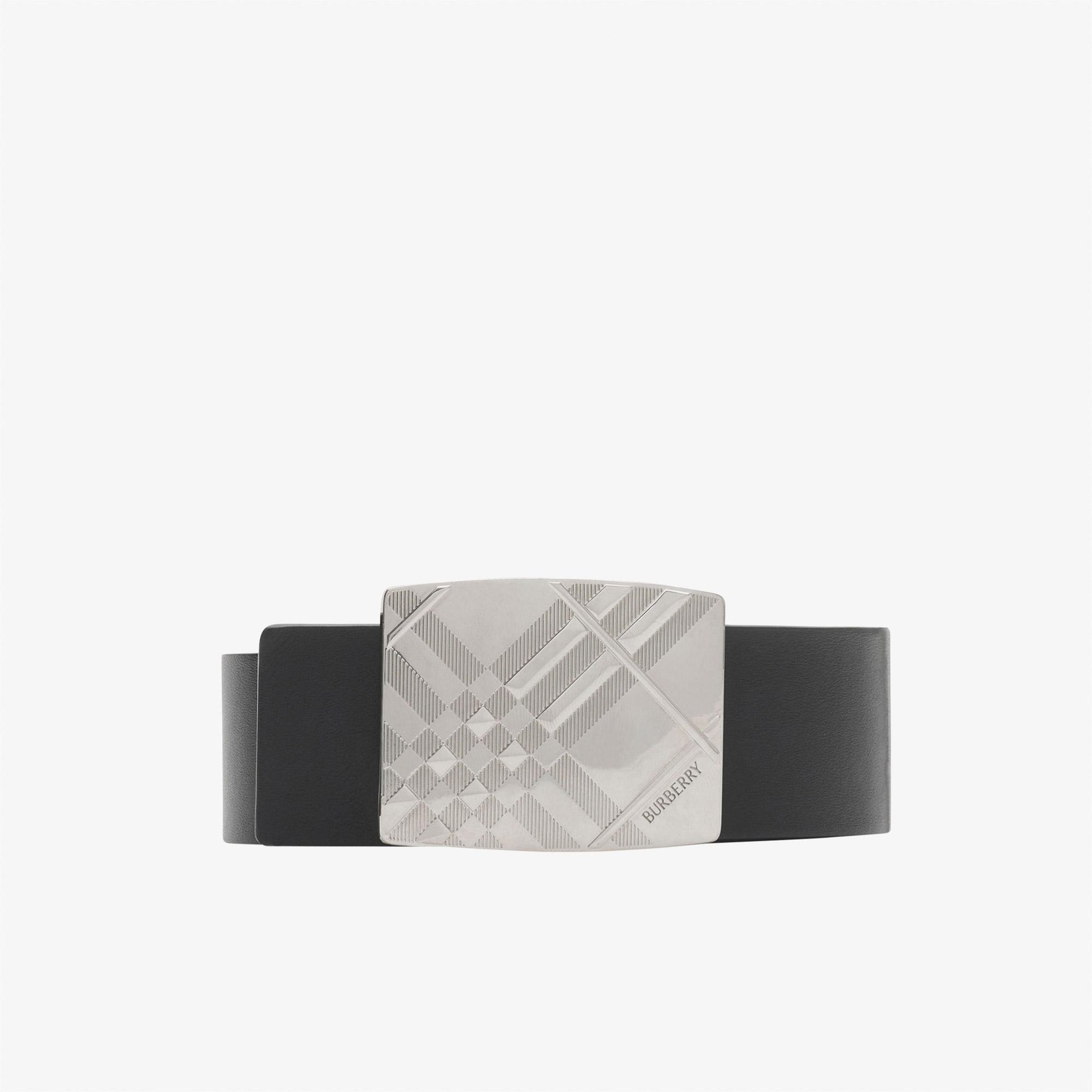 Burberry Check Engraved 35Mm Erkek Siyah Kemer