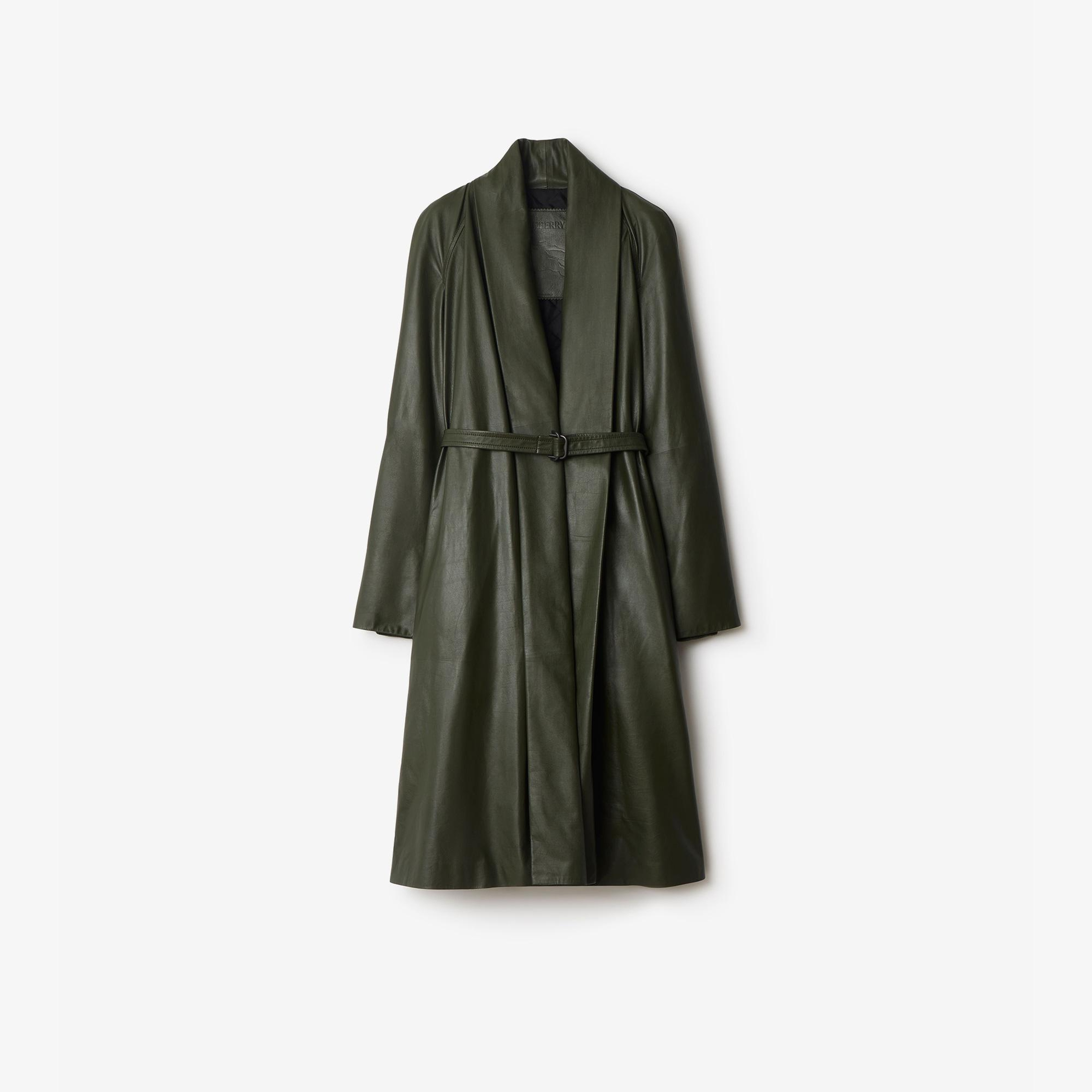 Burberry Leather Wrap Kadın Haki Palto