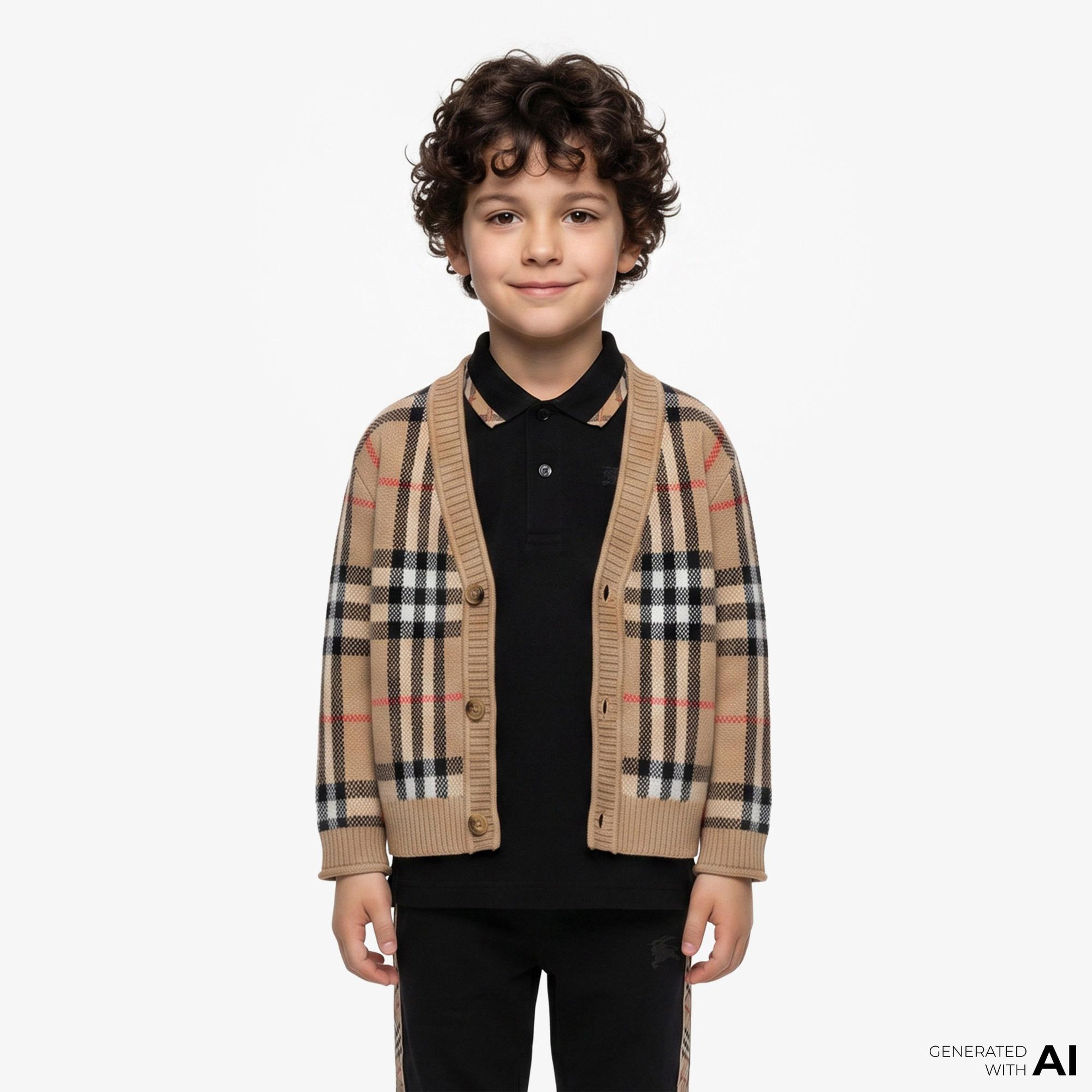 Burberry Jenton Check Cardı Çocuk Bej Hırka