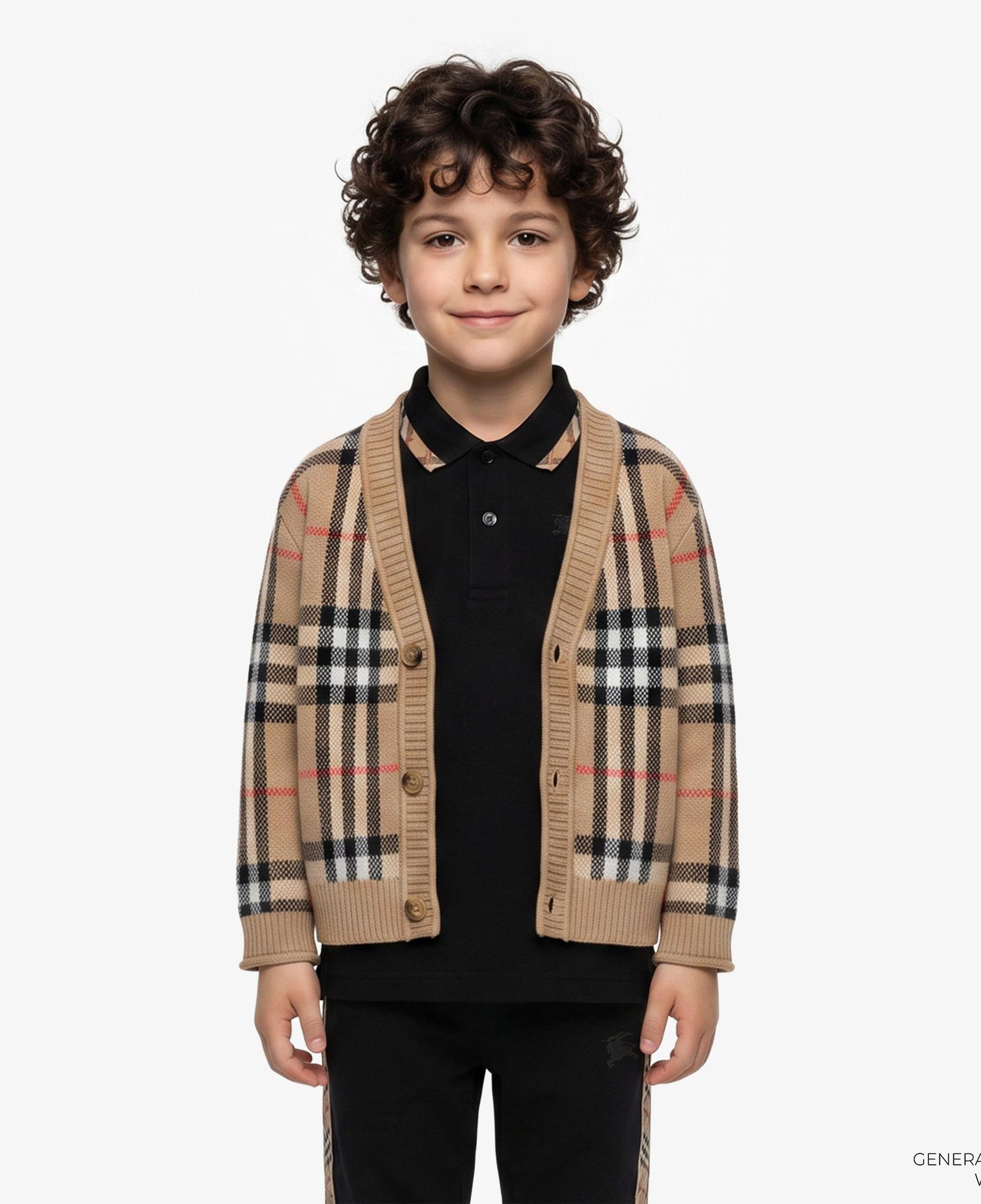 Burberry Jenton Check Cardı Çocuk Bej Hırka