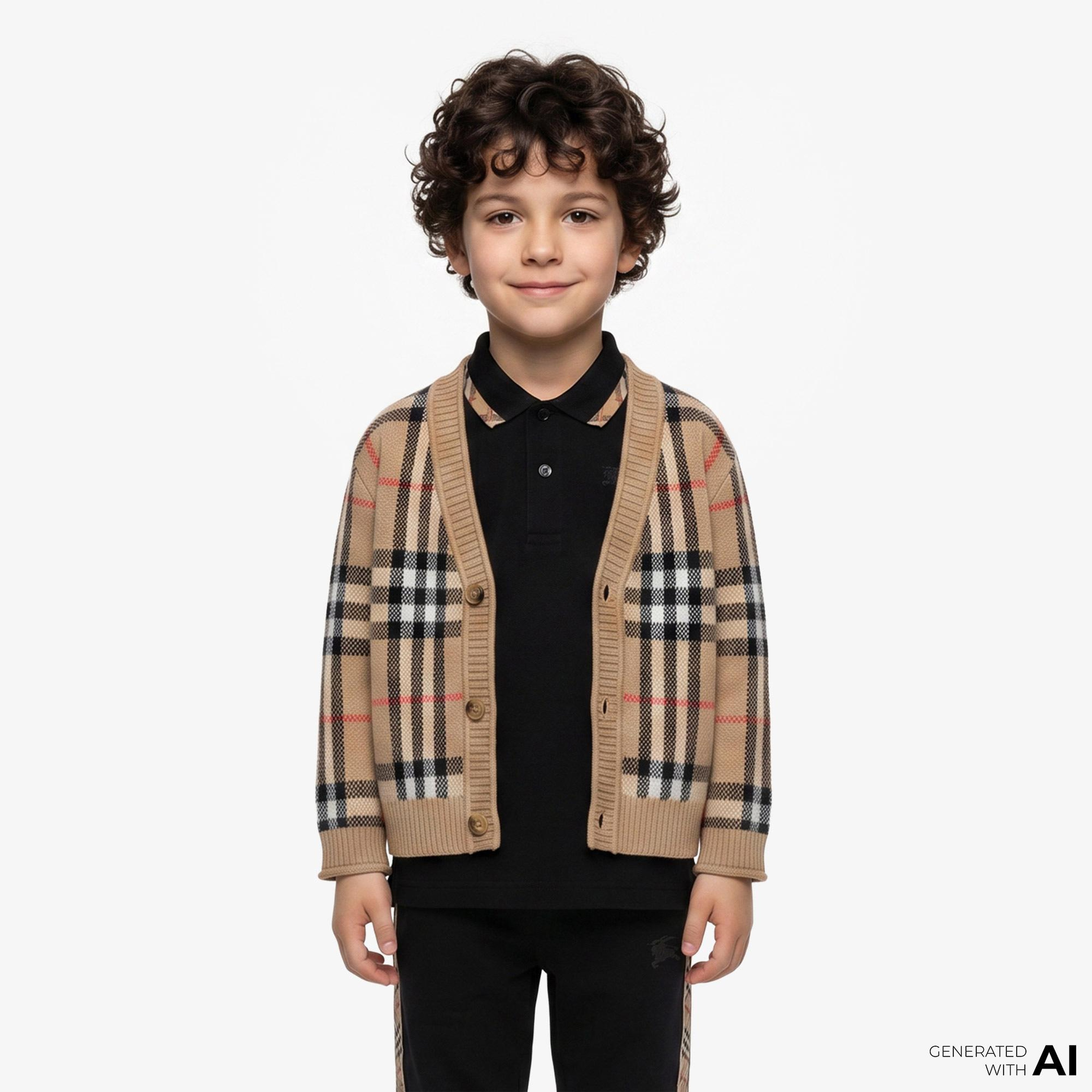 Burberry Jenton Check Cardı Çocuk Bej Hırka