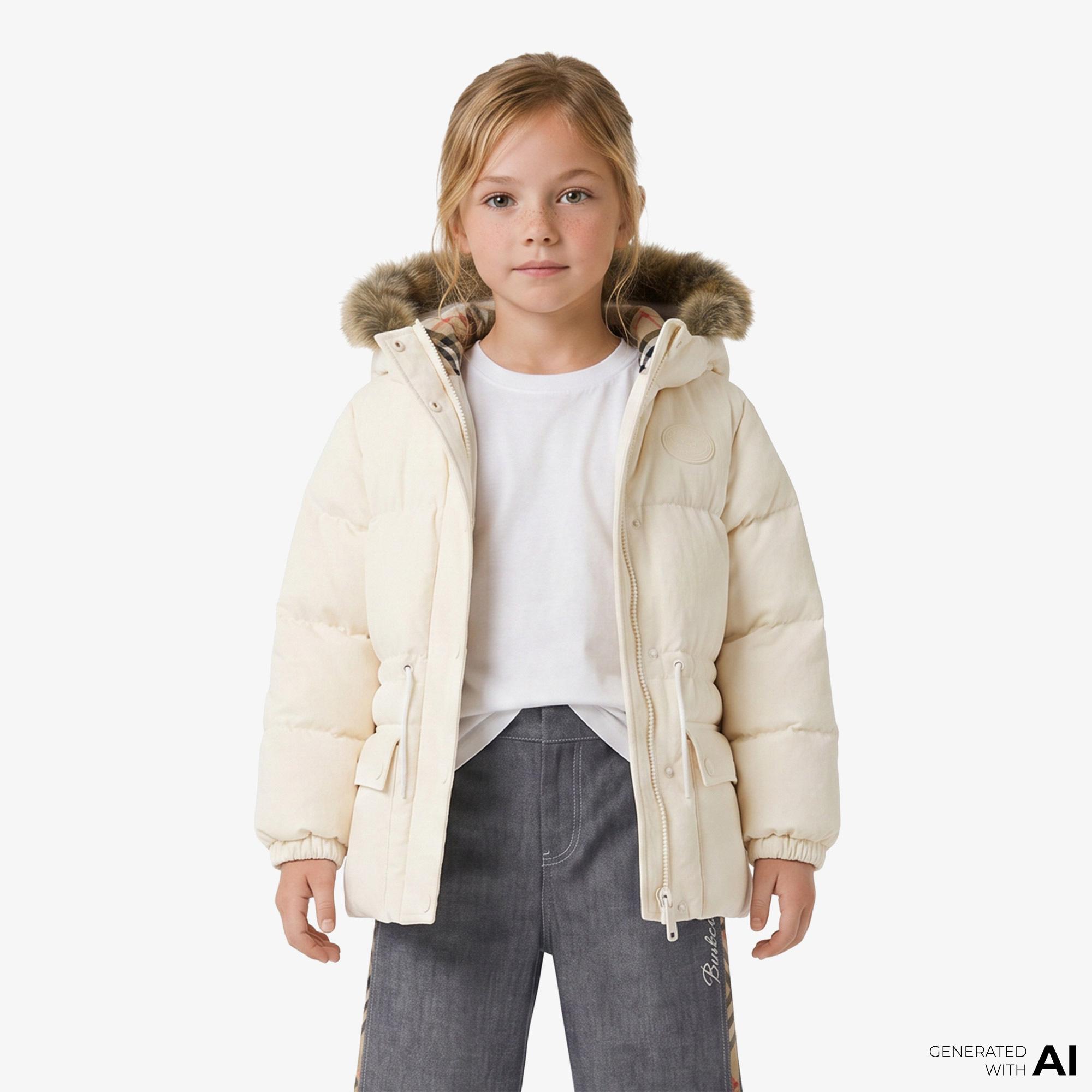 Burberry Flora Çocuk Beyaz Mont