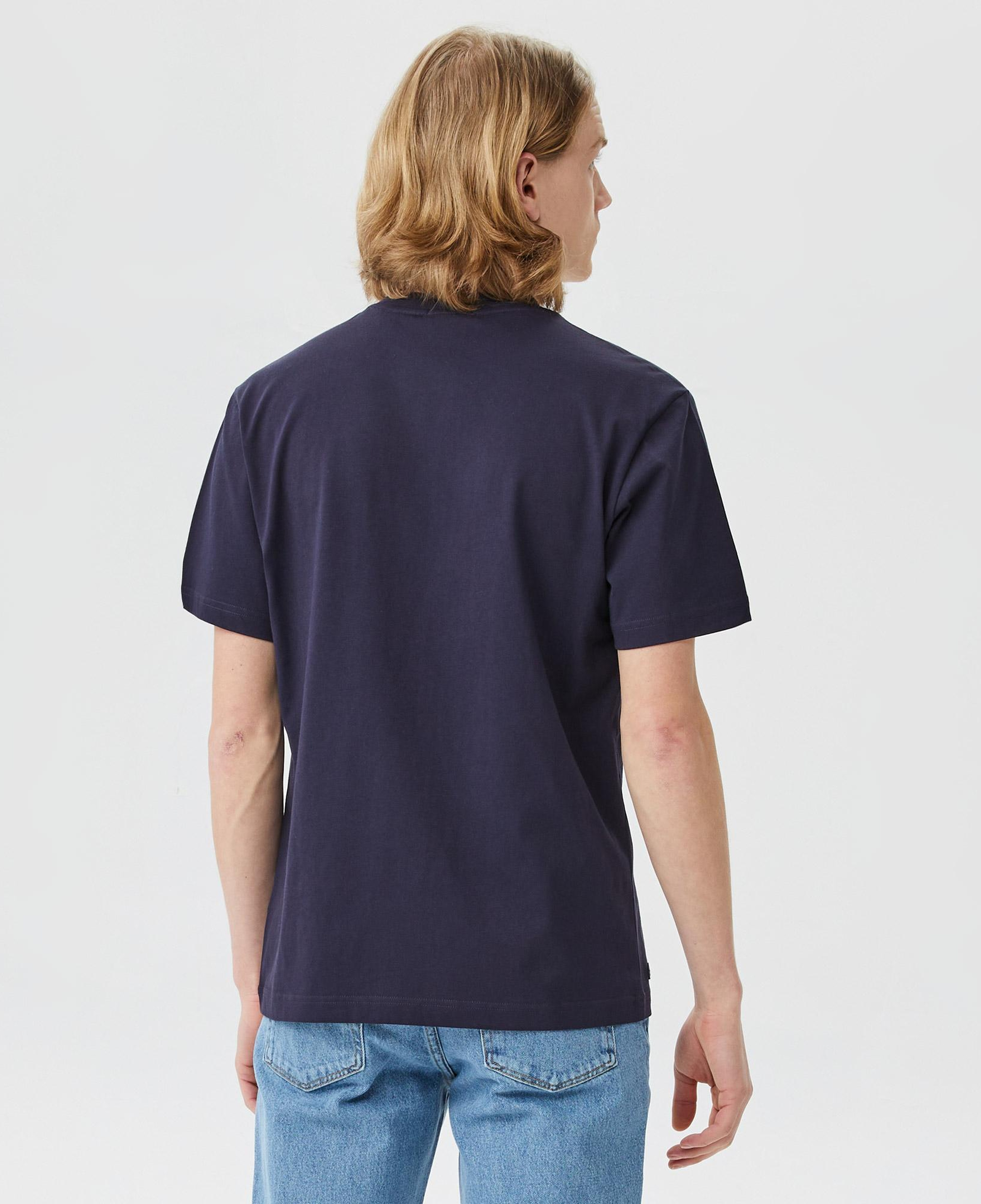 Erkek Relaxed Fit Bisiklet Yaka Baskılı Lacivert T-Shirt
