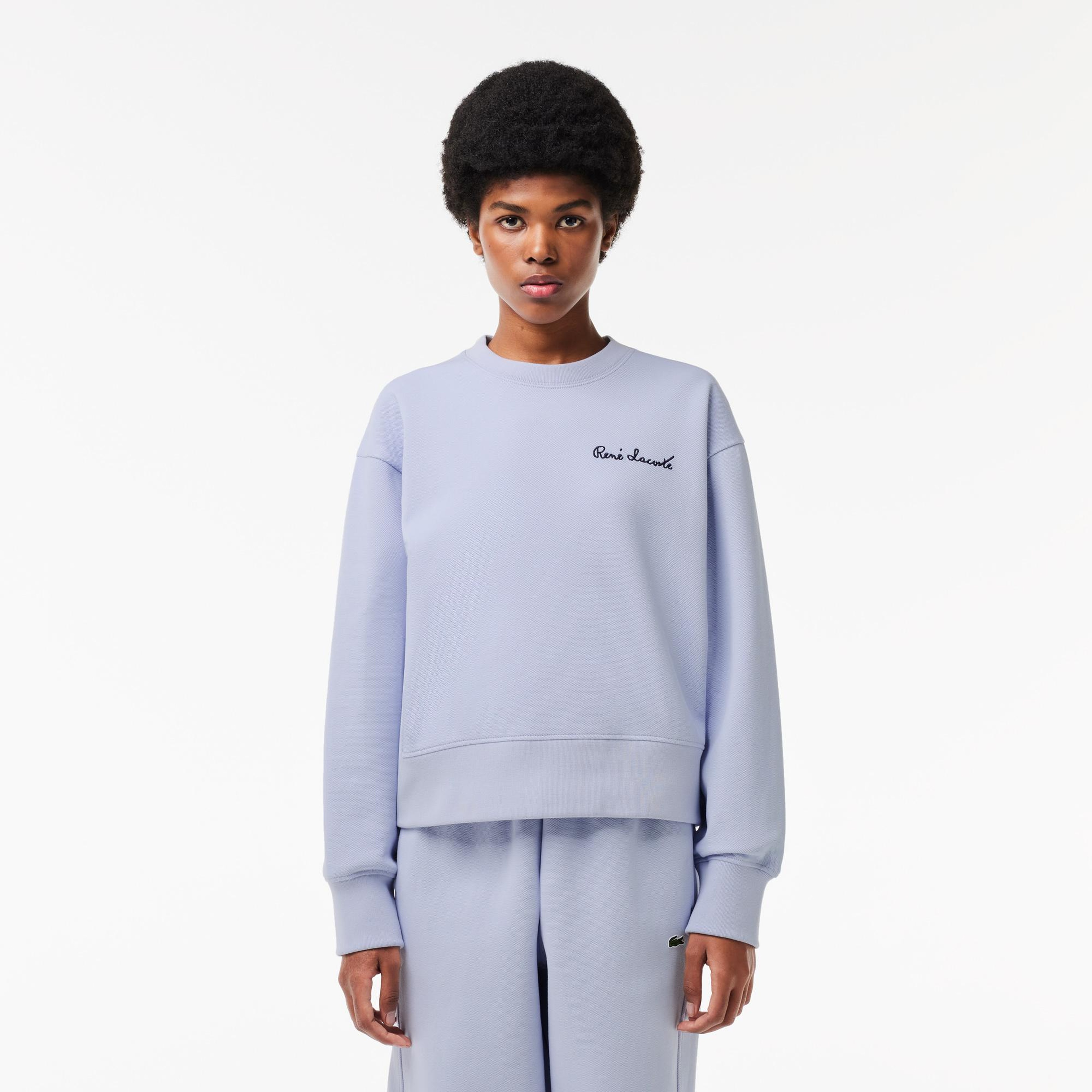 Kadın Bisiklet Yaka Mavi Sweatshirt