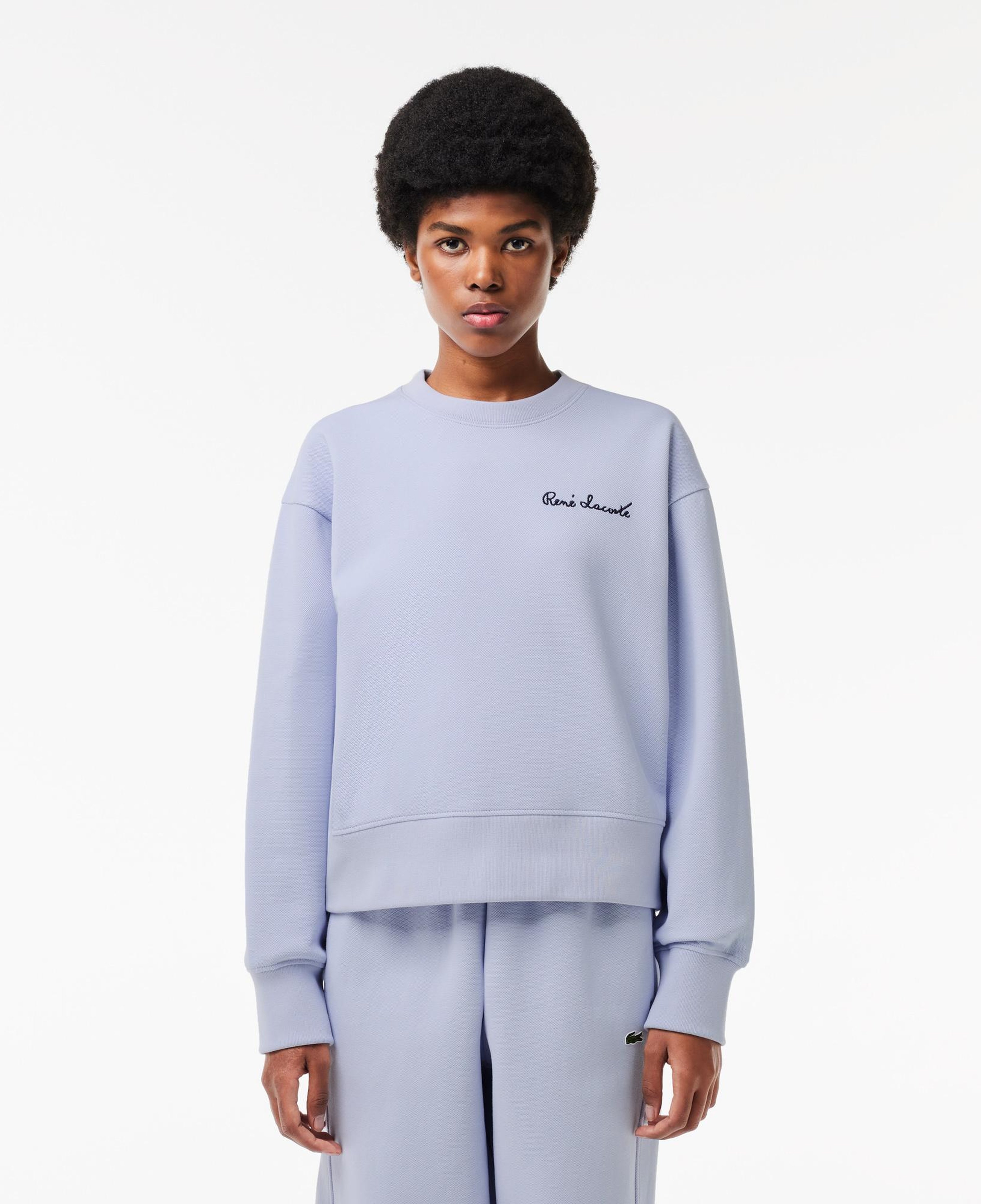 Kadın Bisiklet Yaka Mavi Sweatshirt