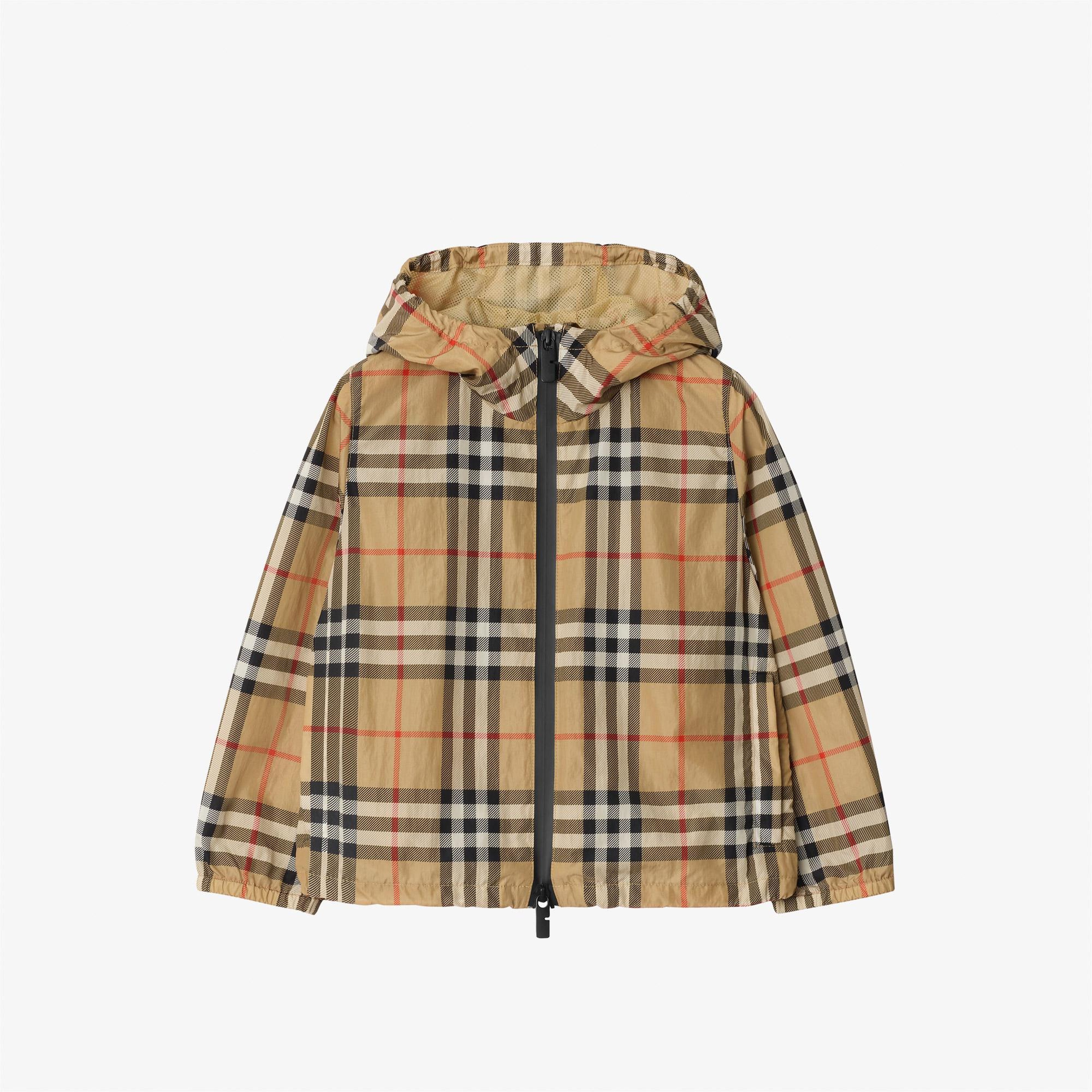 Burberry Cassius Check Nylon Hooded Çocuk Bej Mont