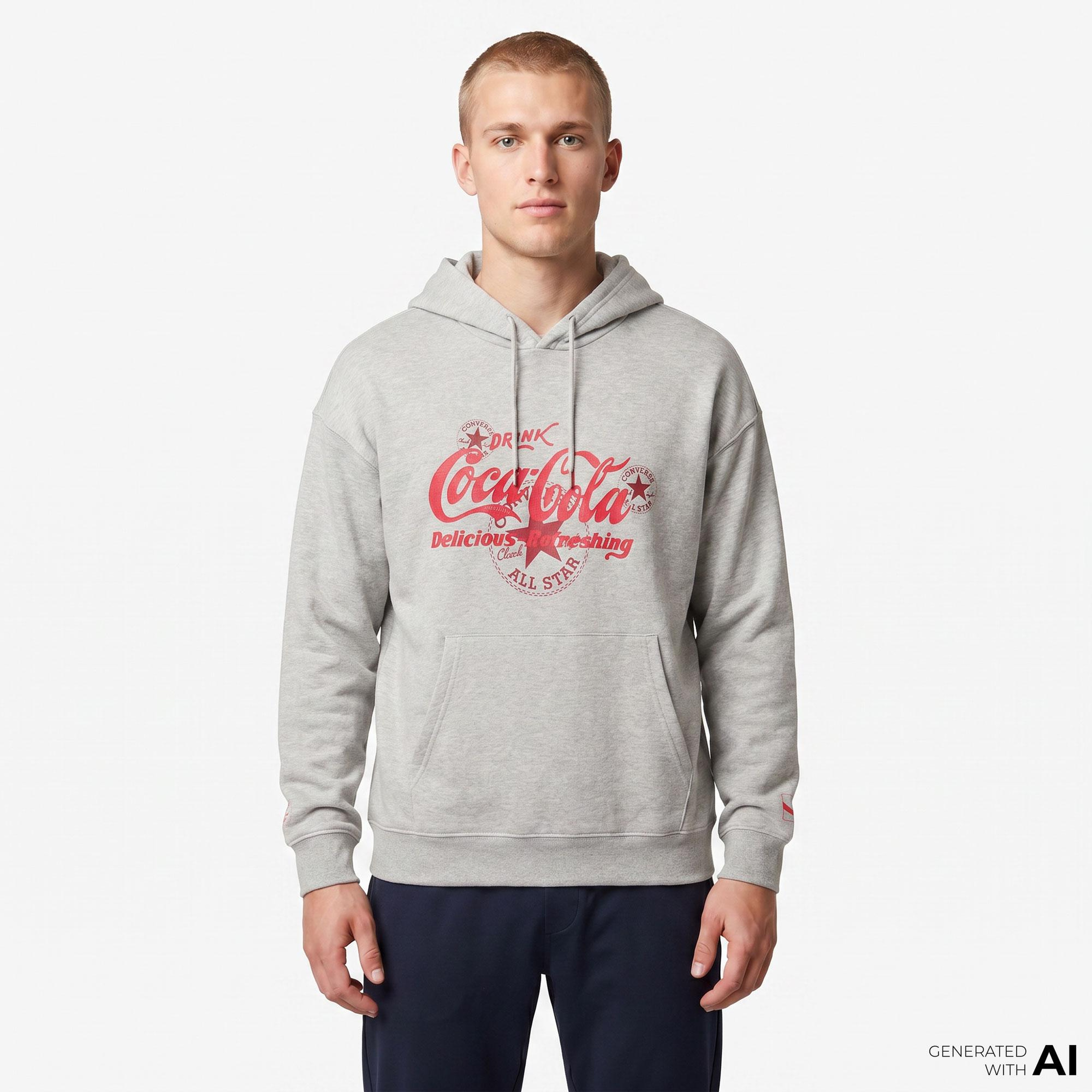 Converse x Coca-Cola Erkek Gri Hoodie