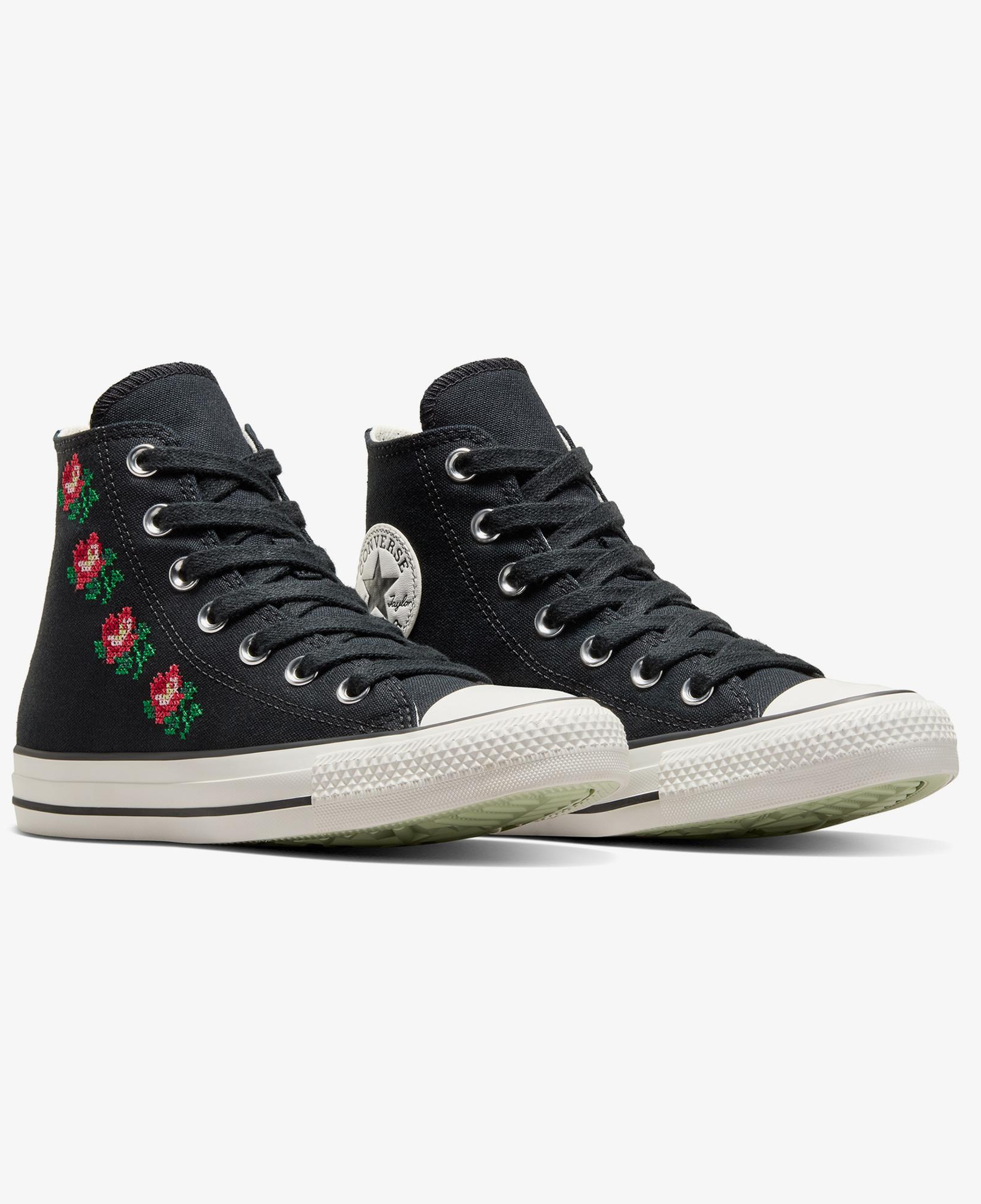 Converse Chuck Taylor Rose Cross Stich Unisex Siyah Sneaker